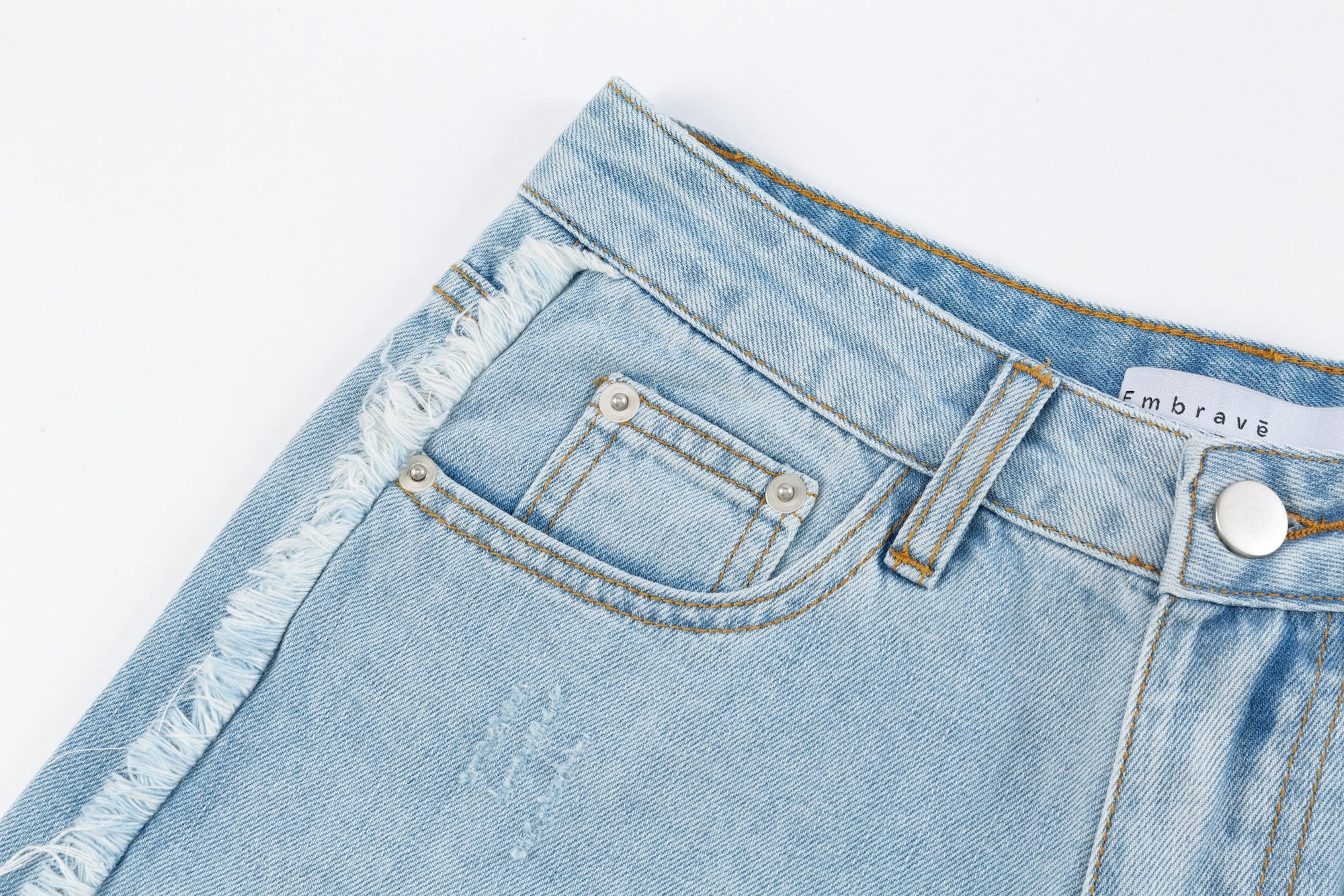 Ripped Low-Rise Denim Shorts