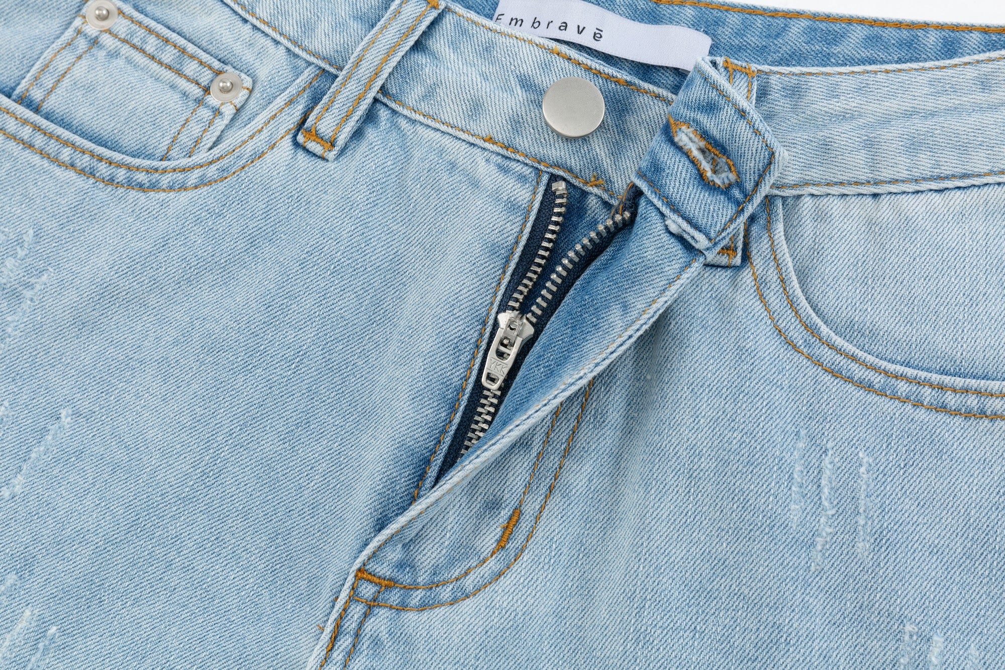 Ripped Low-Rise Denim Shorts