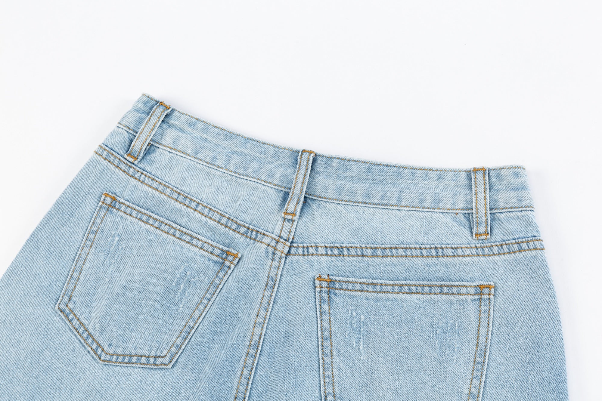 Ripped Low-Rise Denim Shorts