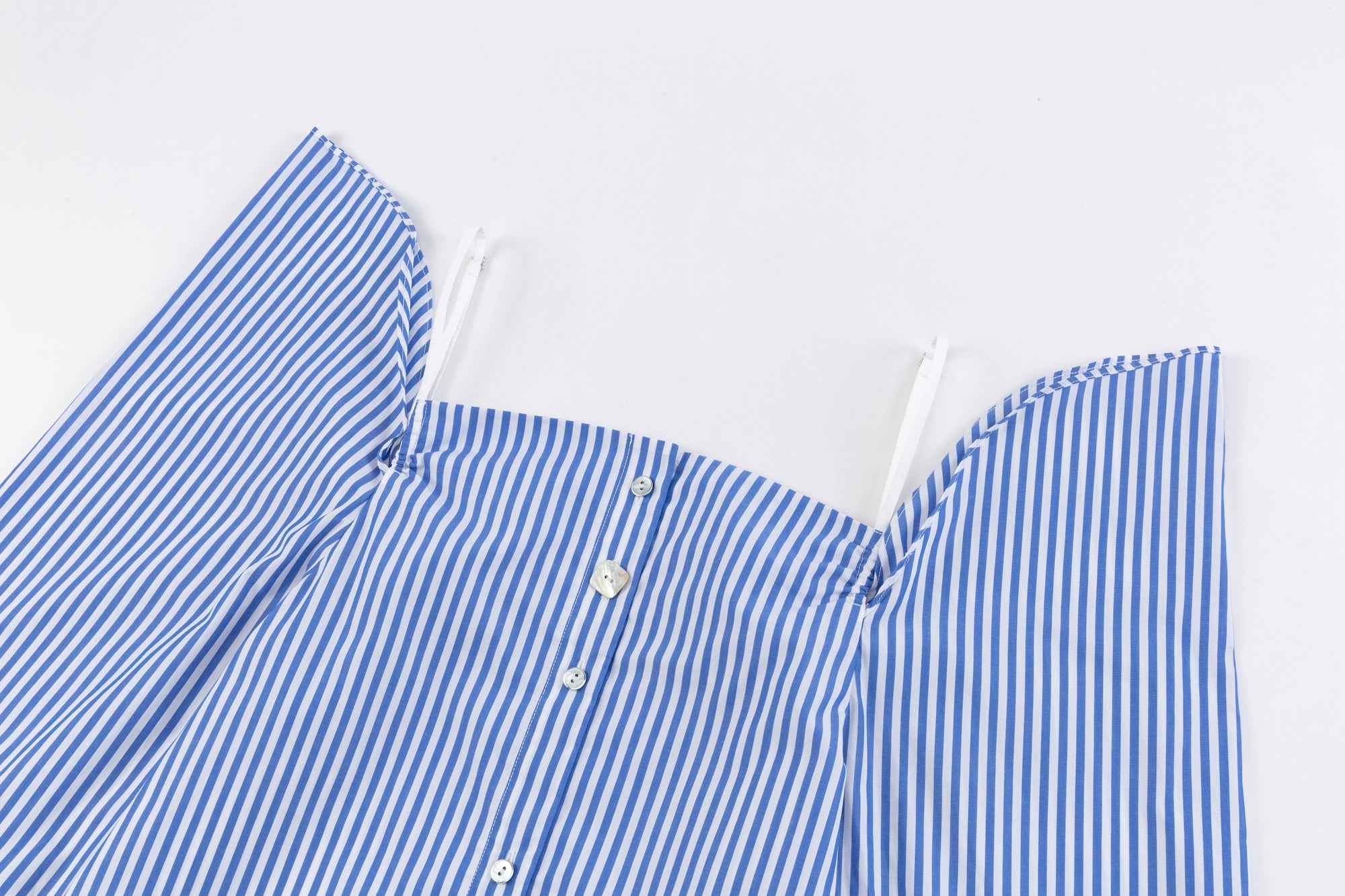 Blue-White Stripe Halter Shoulder Shirt