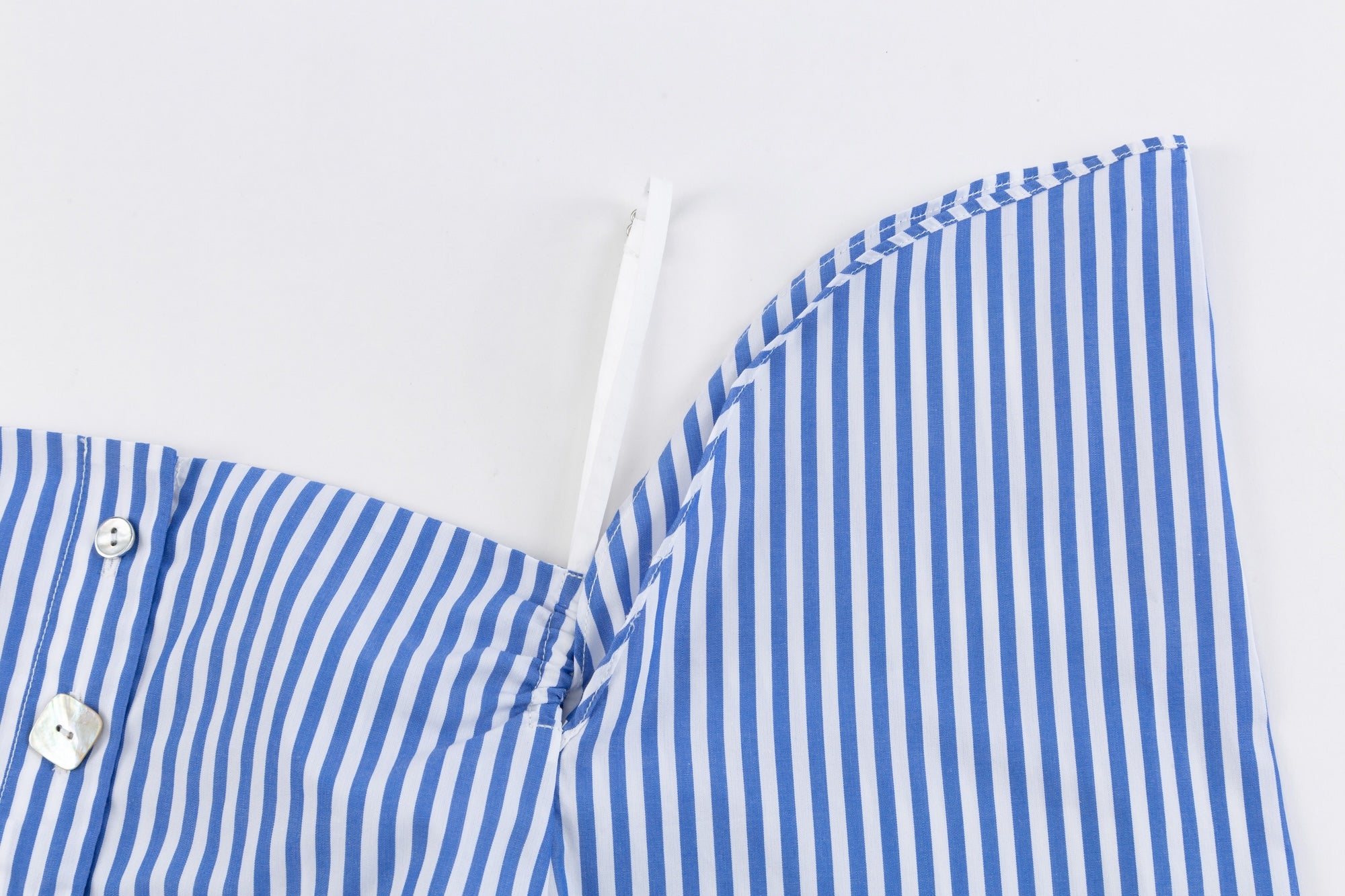 Blue-White Stripe Halter Shoulder Shirt
