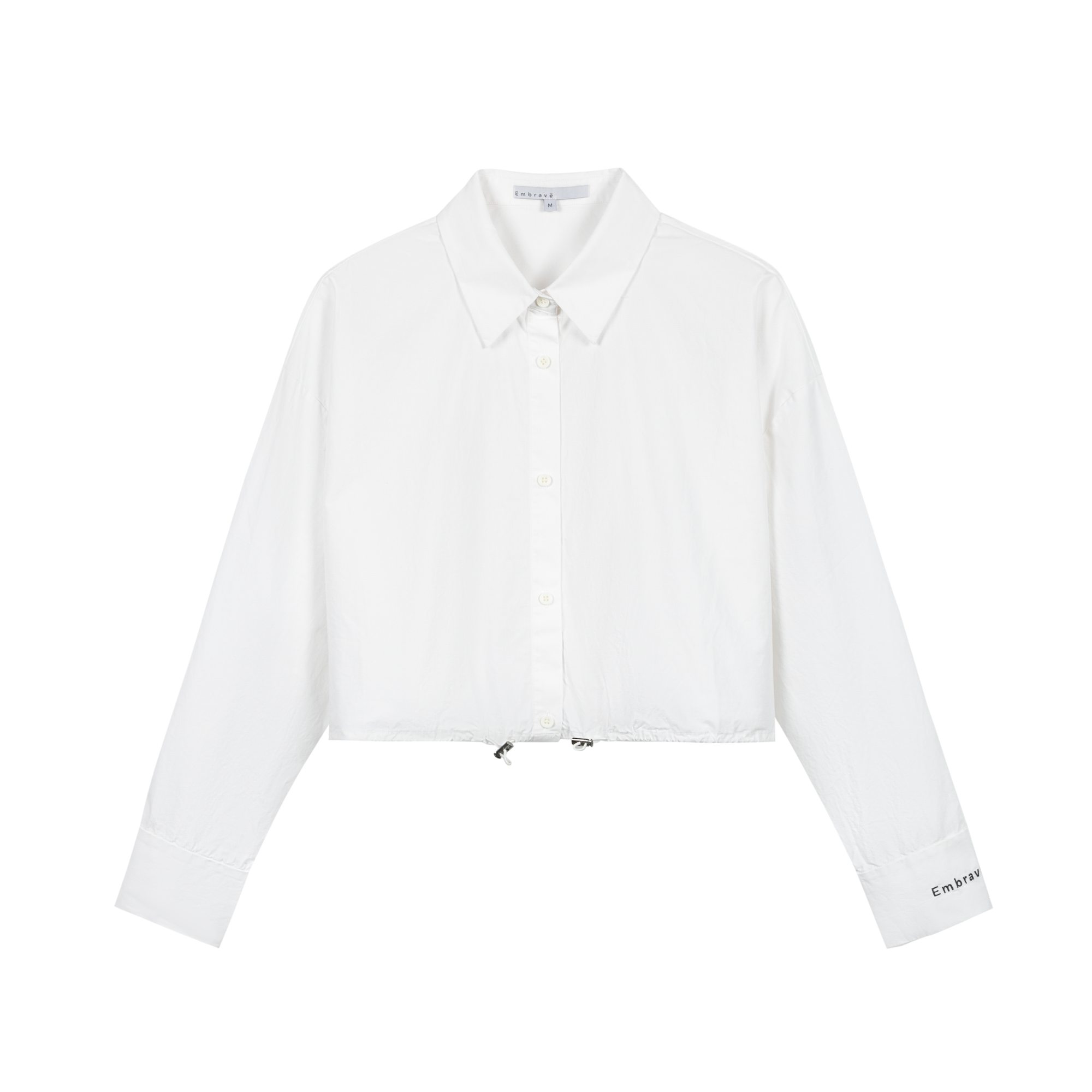 White Hem Drawstring Shirt