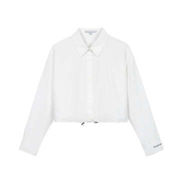 White Hem Drawstring Shirt