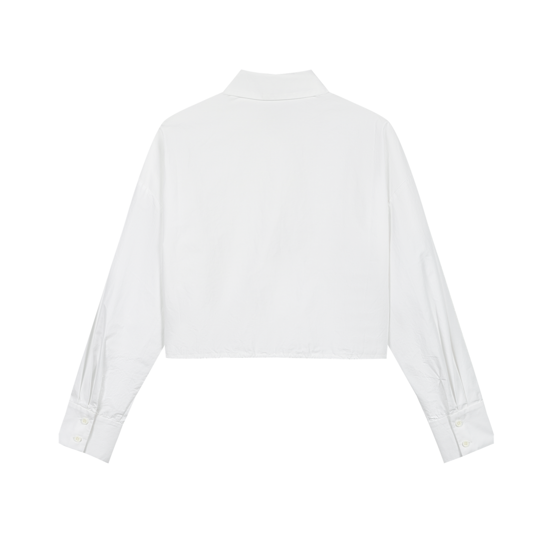 White Hem Drawstring Shirt