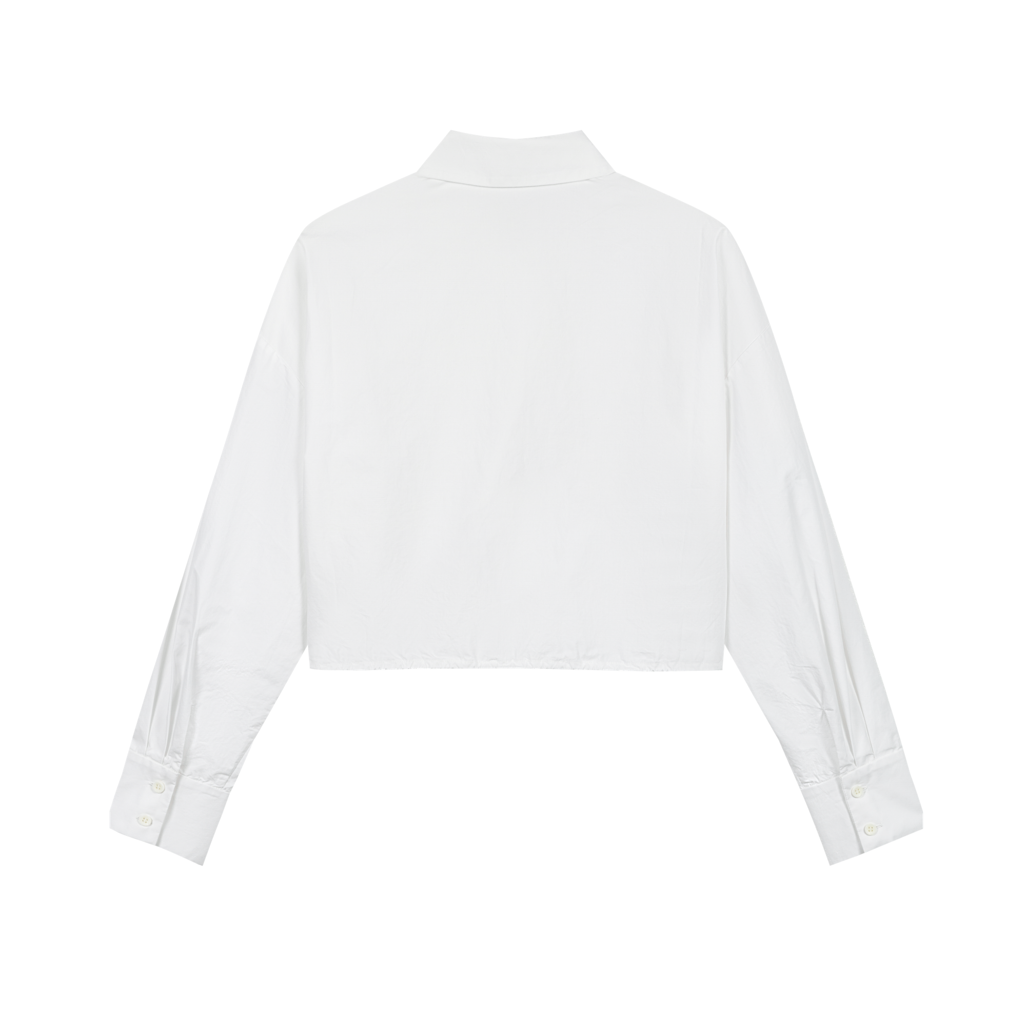 White Hem Drawstring Shirt