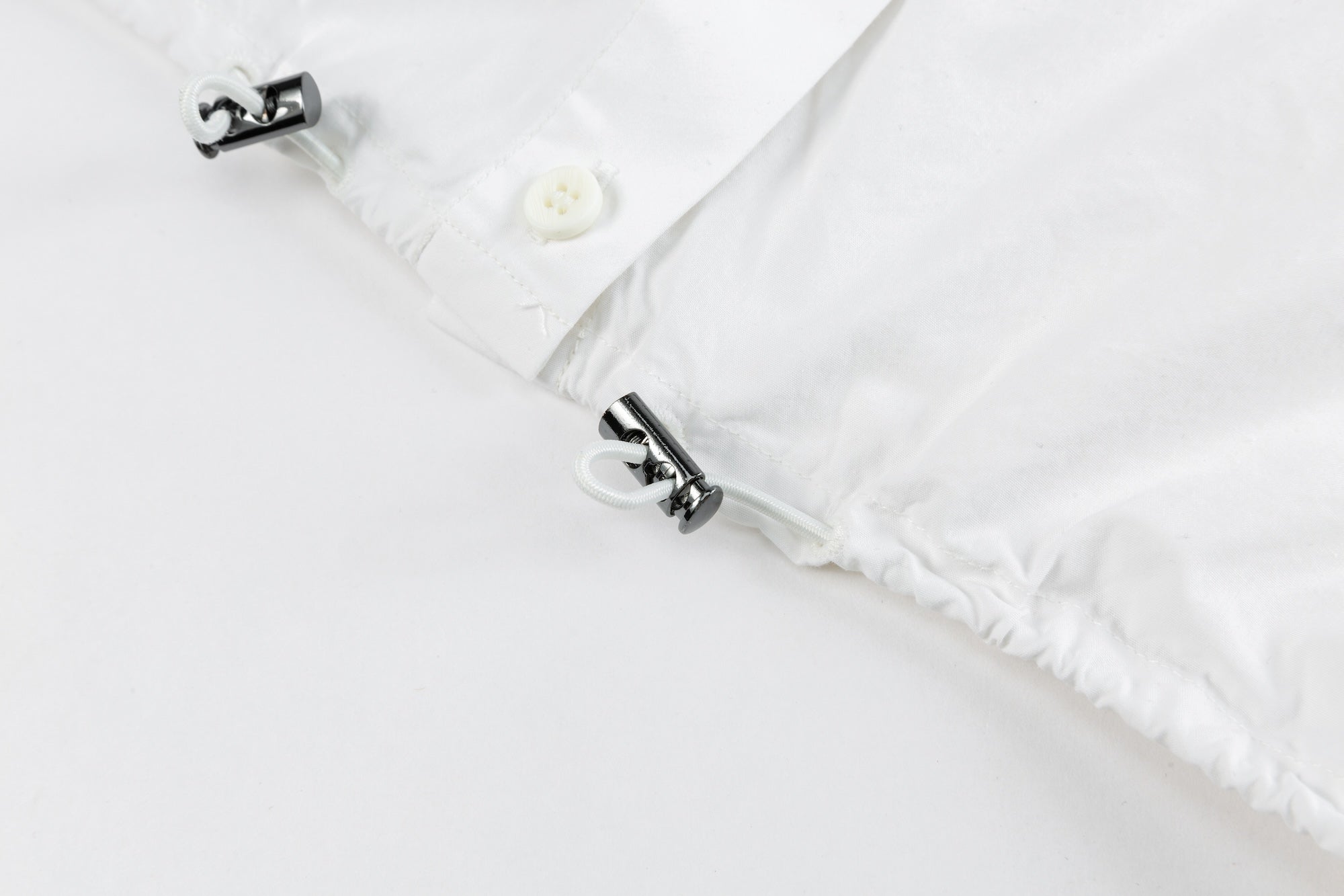White Hem Drawstring Shirt
