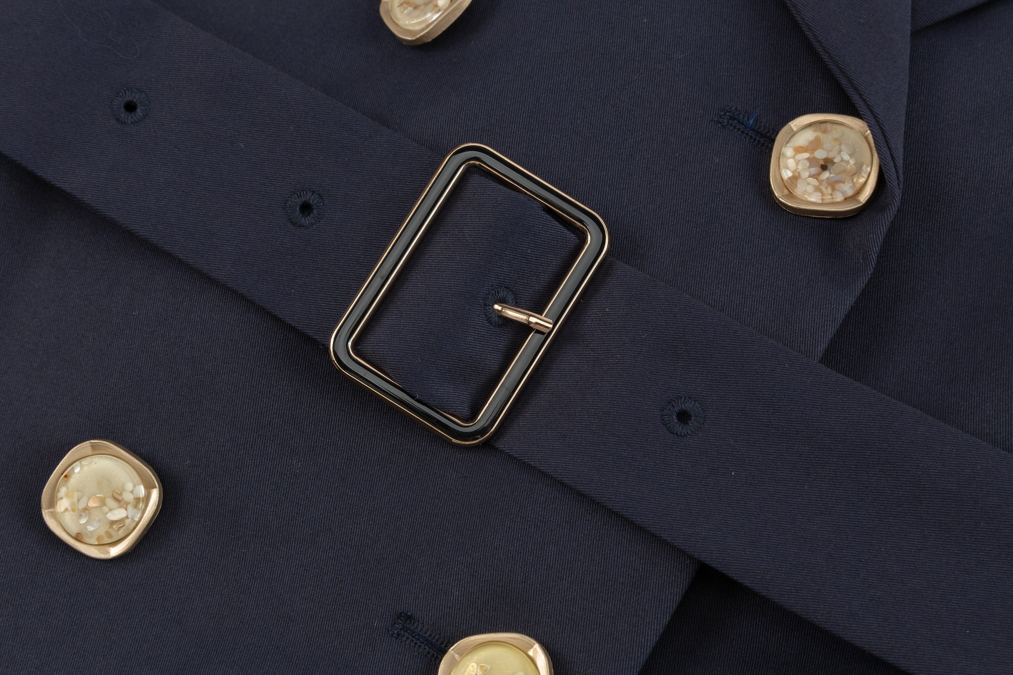 Navy Blue Color-Block Trench Jacket
