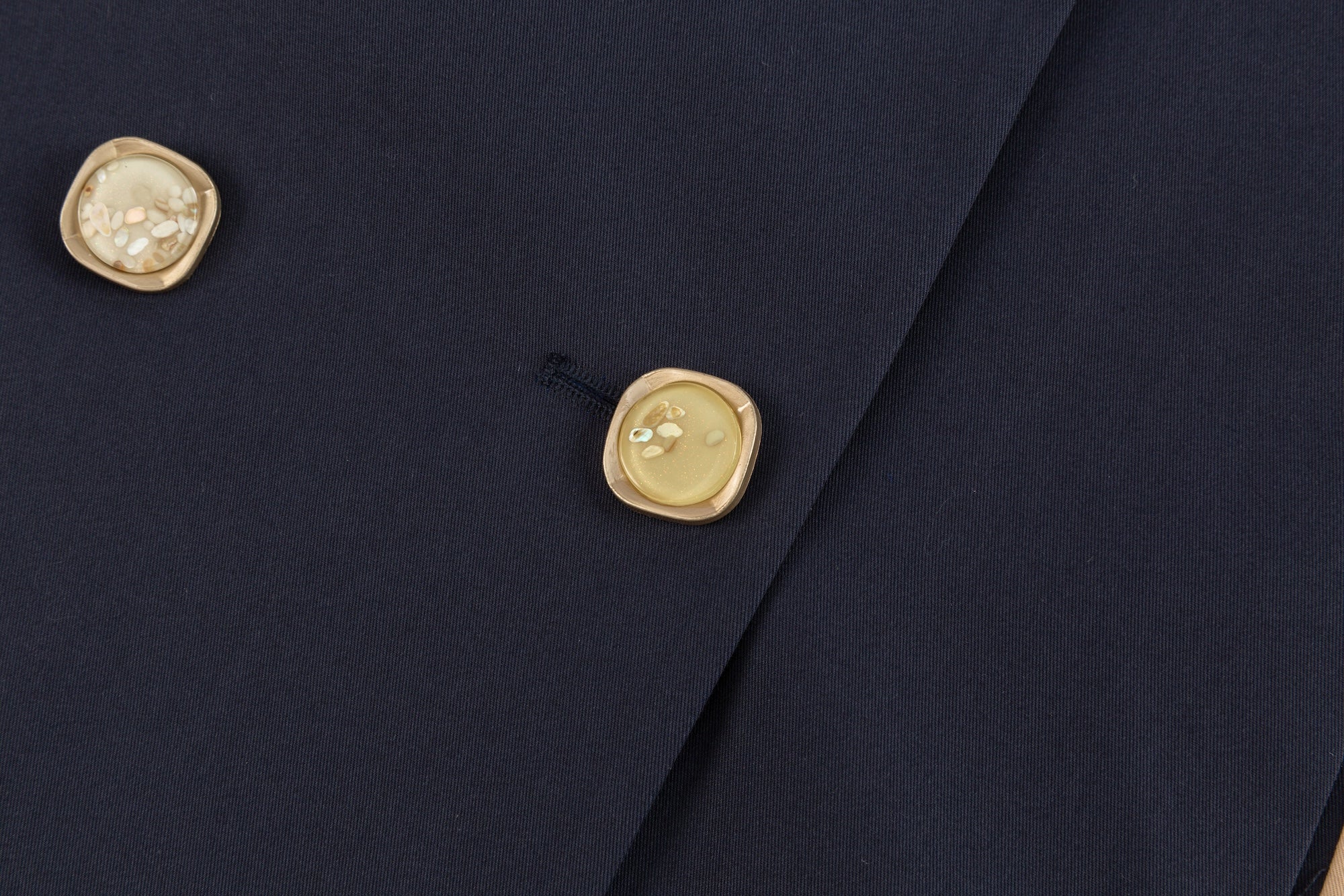 Navy Blue Color-Block Trench Jacket