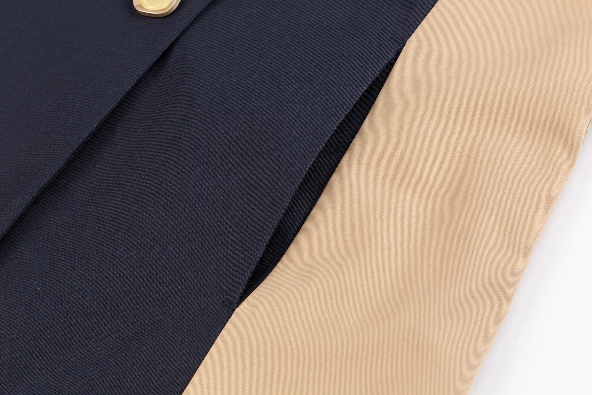 Navy Blue Color-Block Trench Jacket
