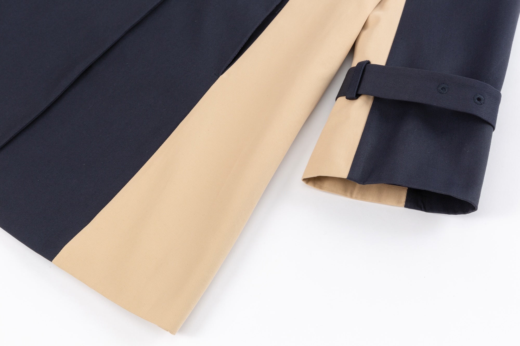 Navy Blue Color-Block Trench Jacket