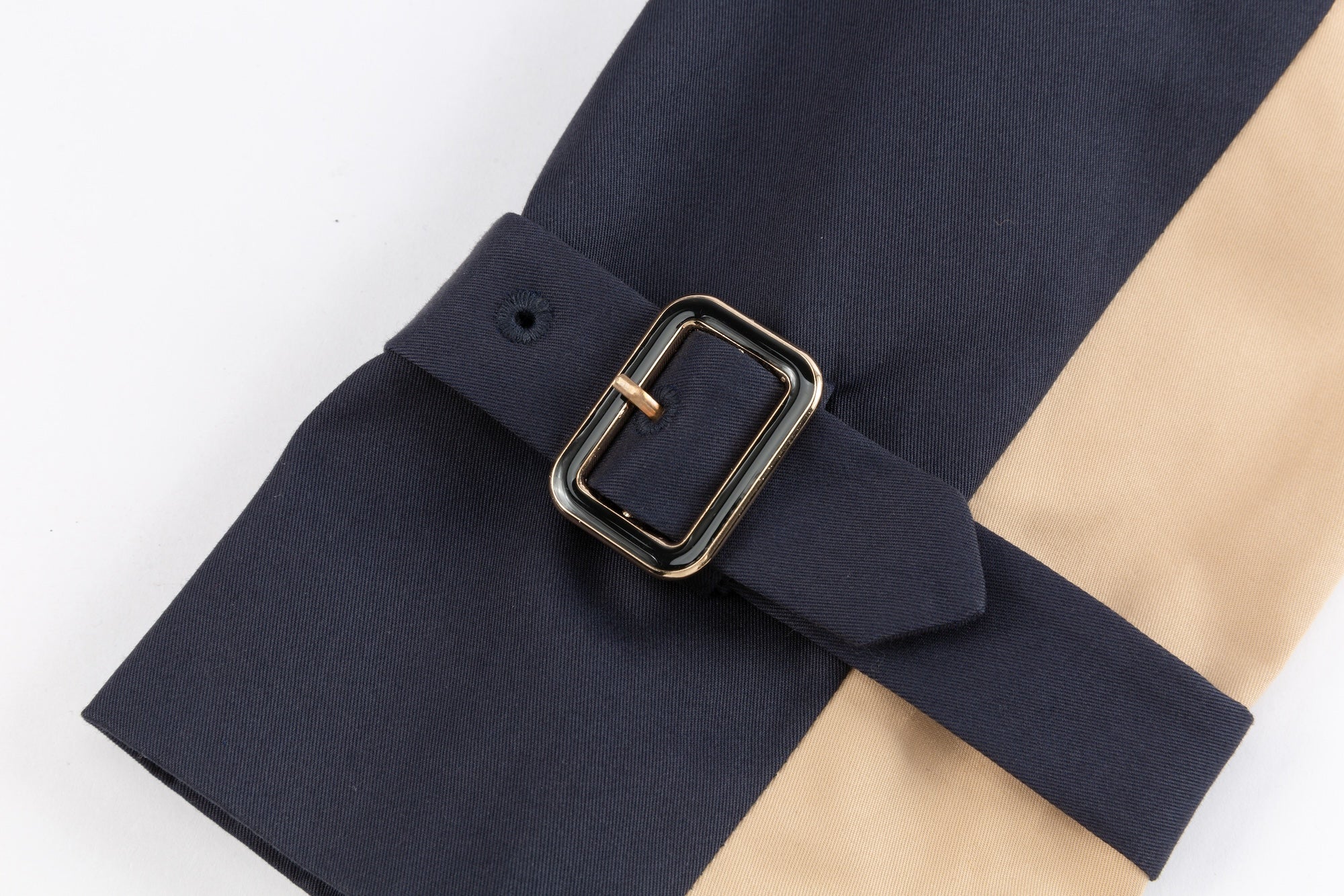 Navy Blue Color-Block Trench Jacket