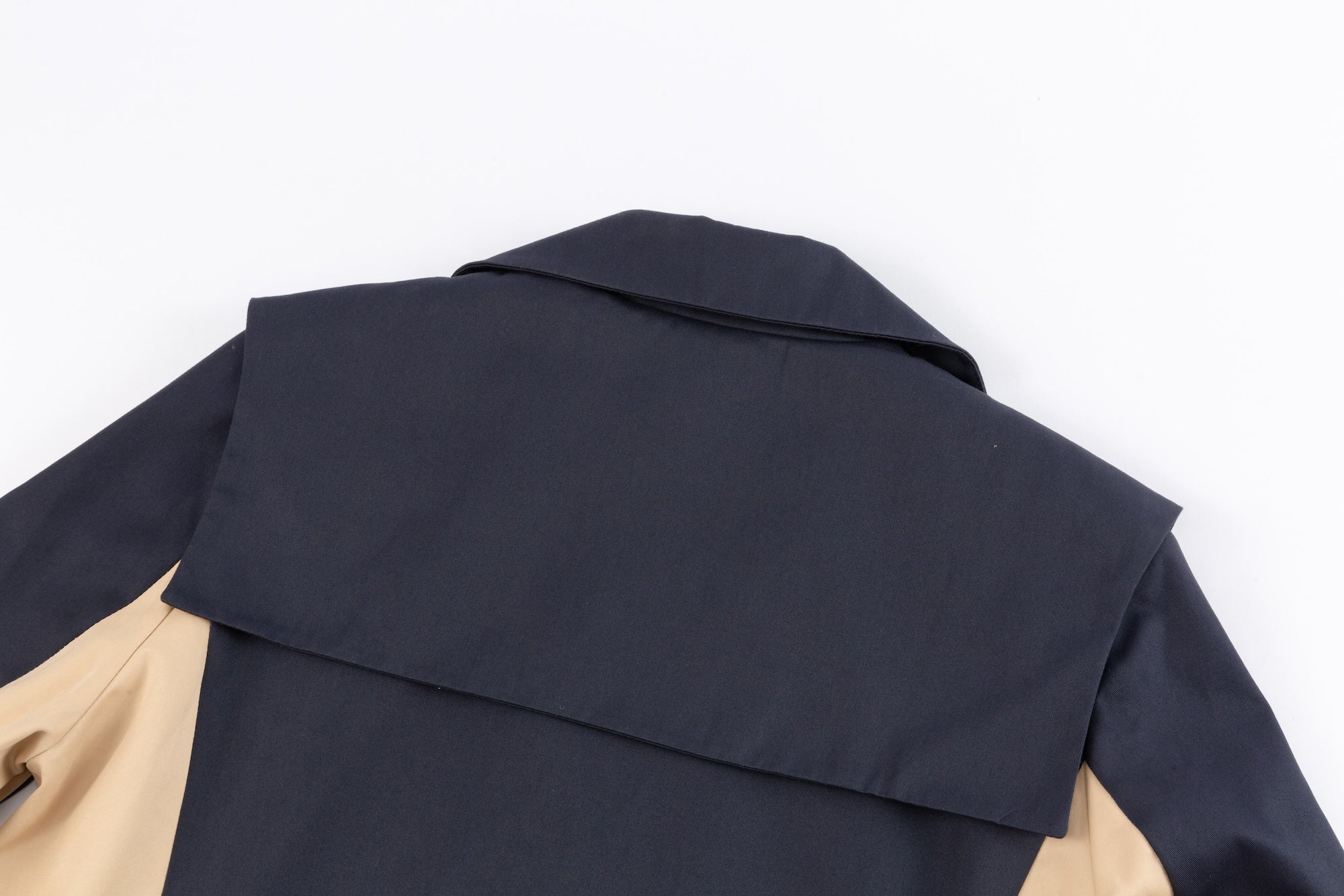 Navy Blue Color-Block Trench Jacket