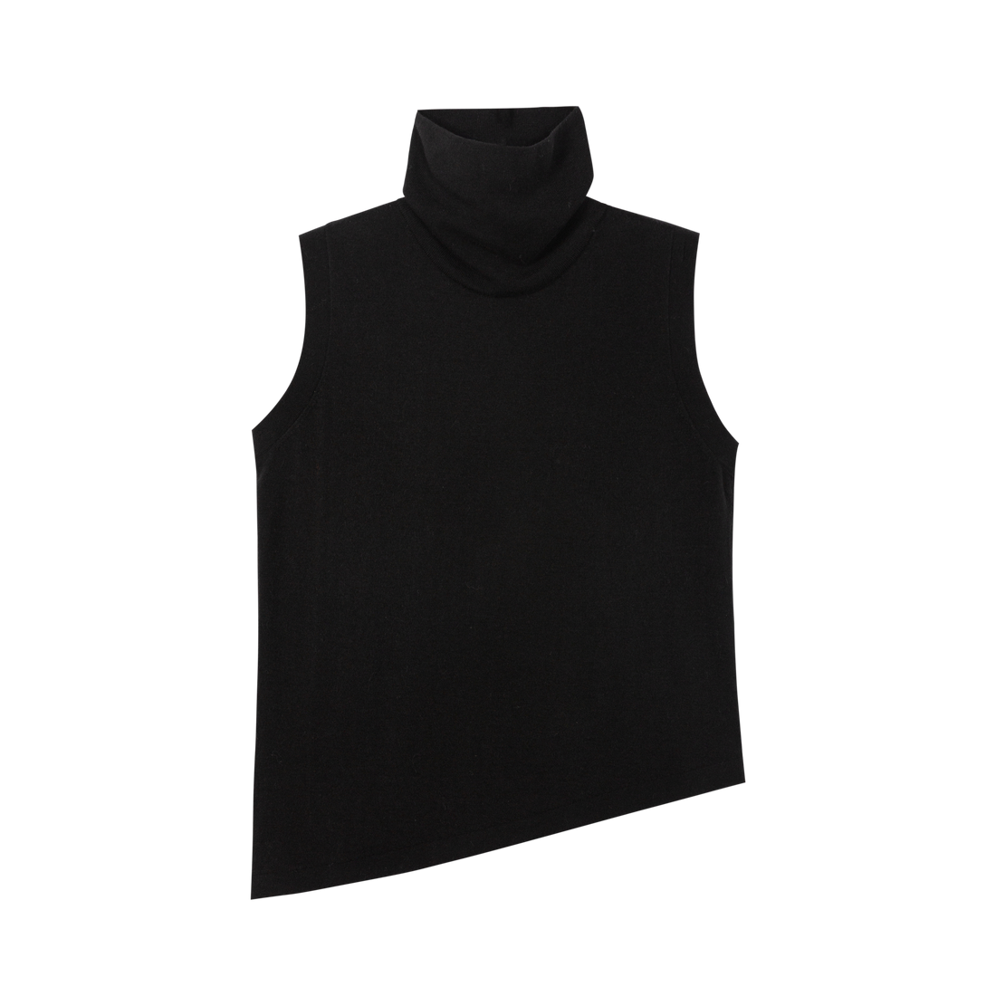 HDL Paire Flamma Black High Neck Asymmetric Sleeveless Knit Top