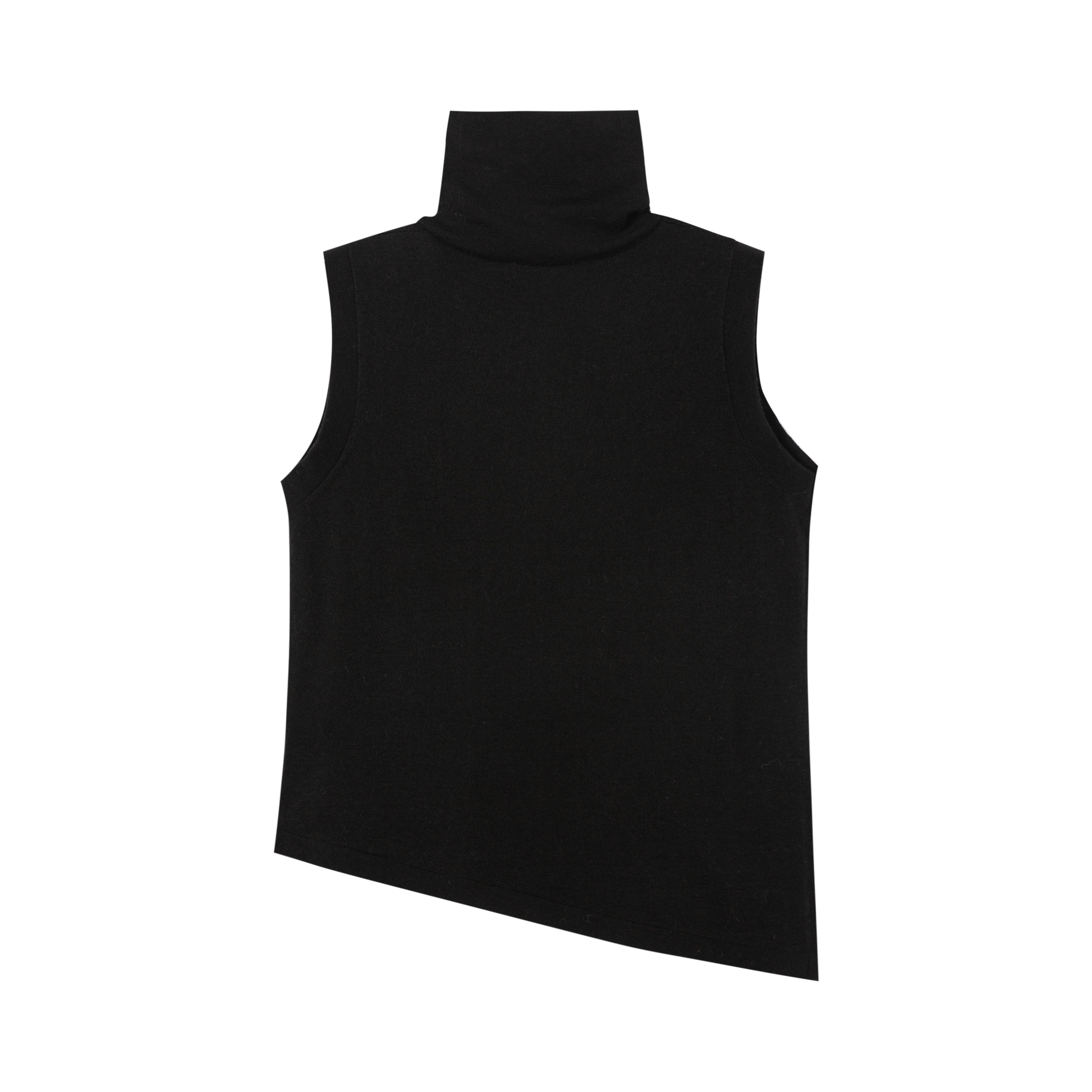 HDL Paire Flamma Black High Neck Asymmetric Sleeveless Knit Top