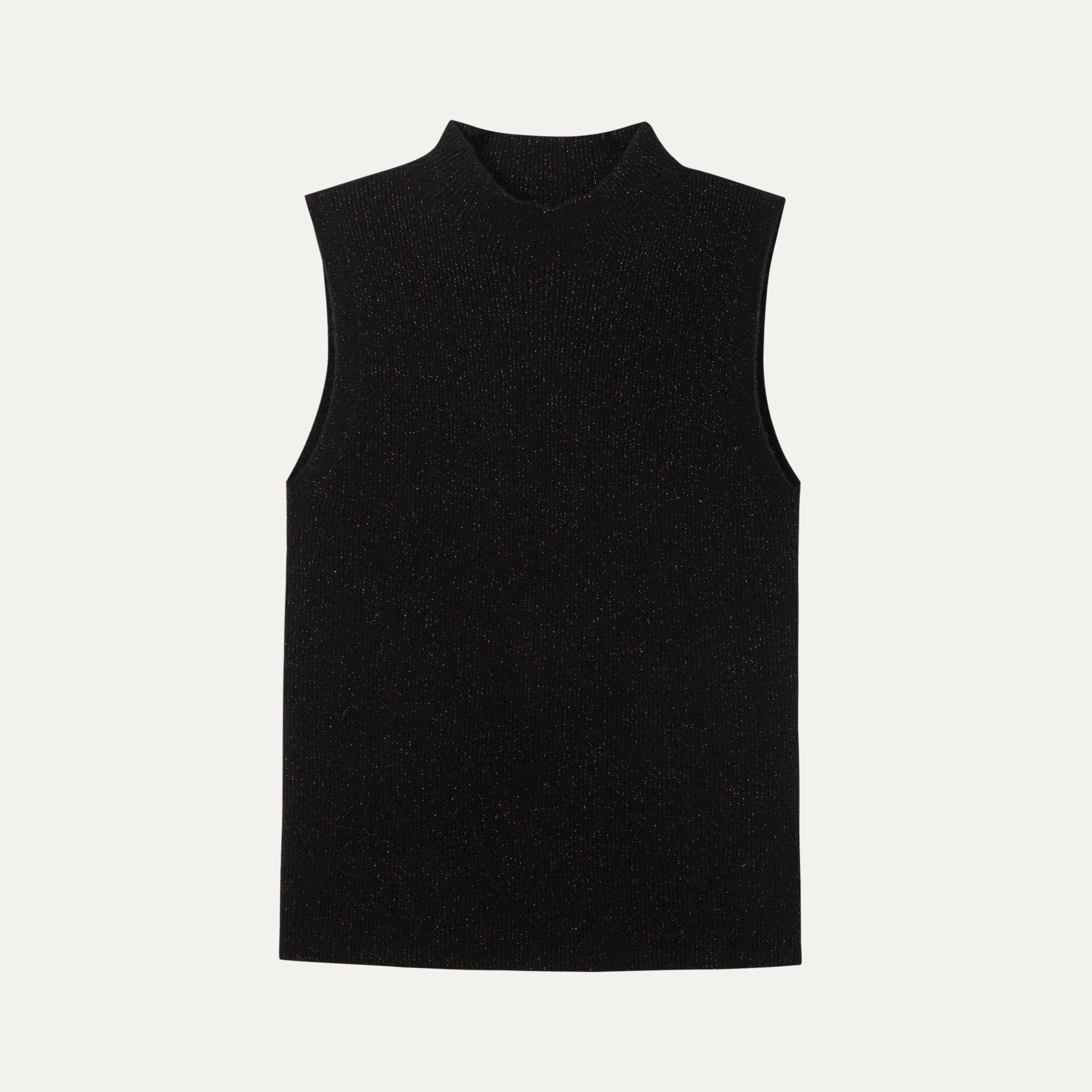 HDL Paire Flamma Black Metallic Wool Mid-Neck Knit Vest