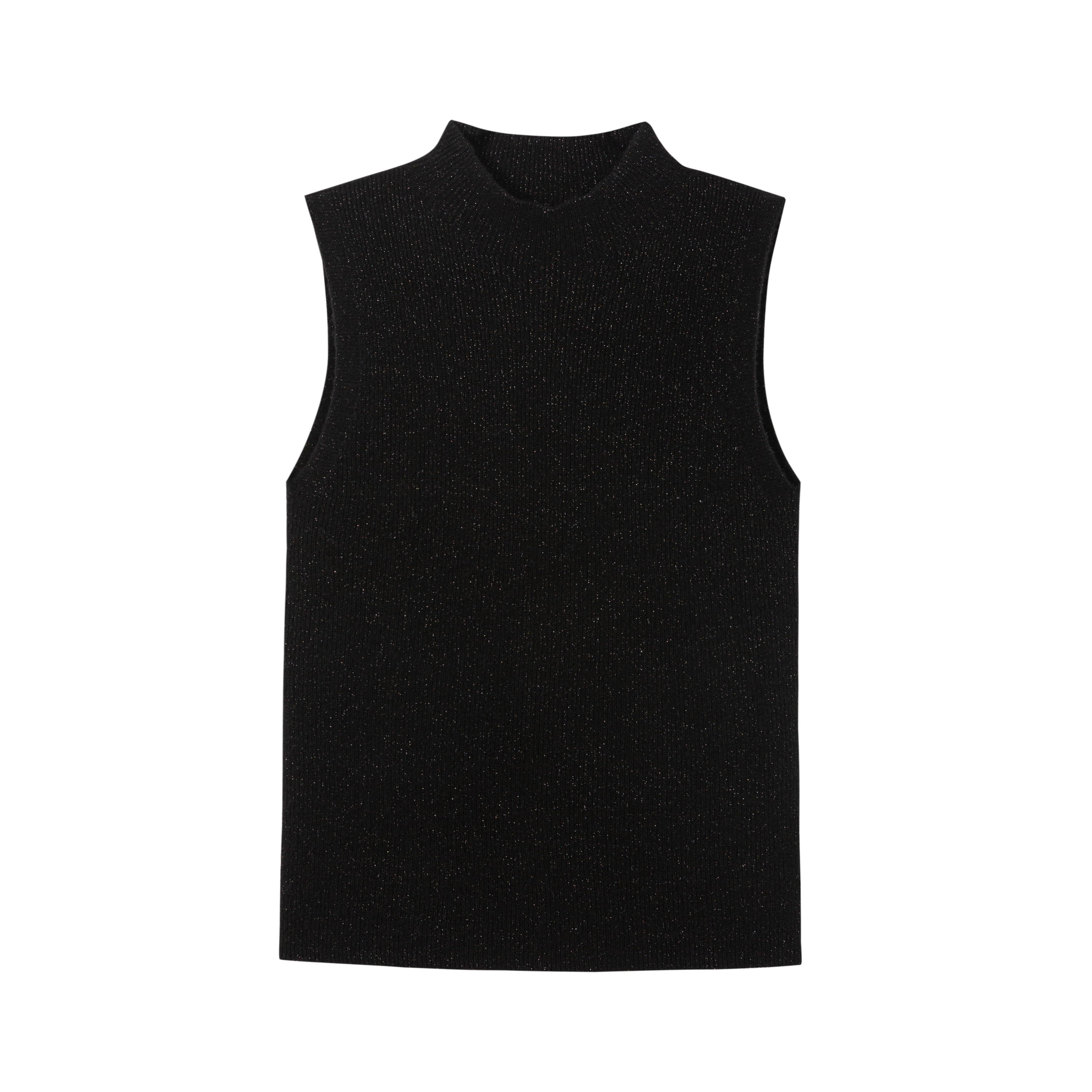 HDL Paire Flamma Black Metallic Wool Mid-Neck Knit Vest