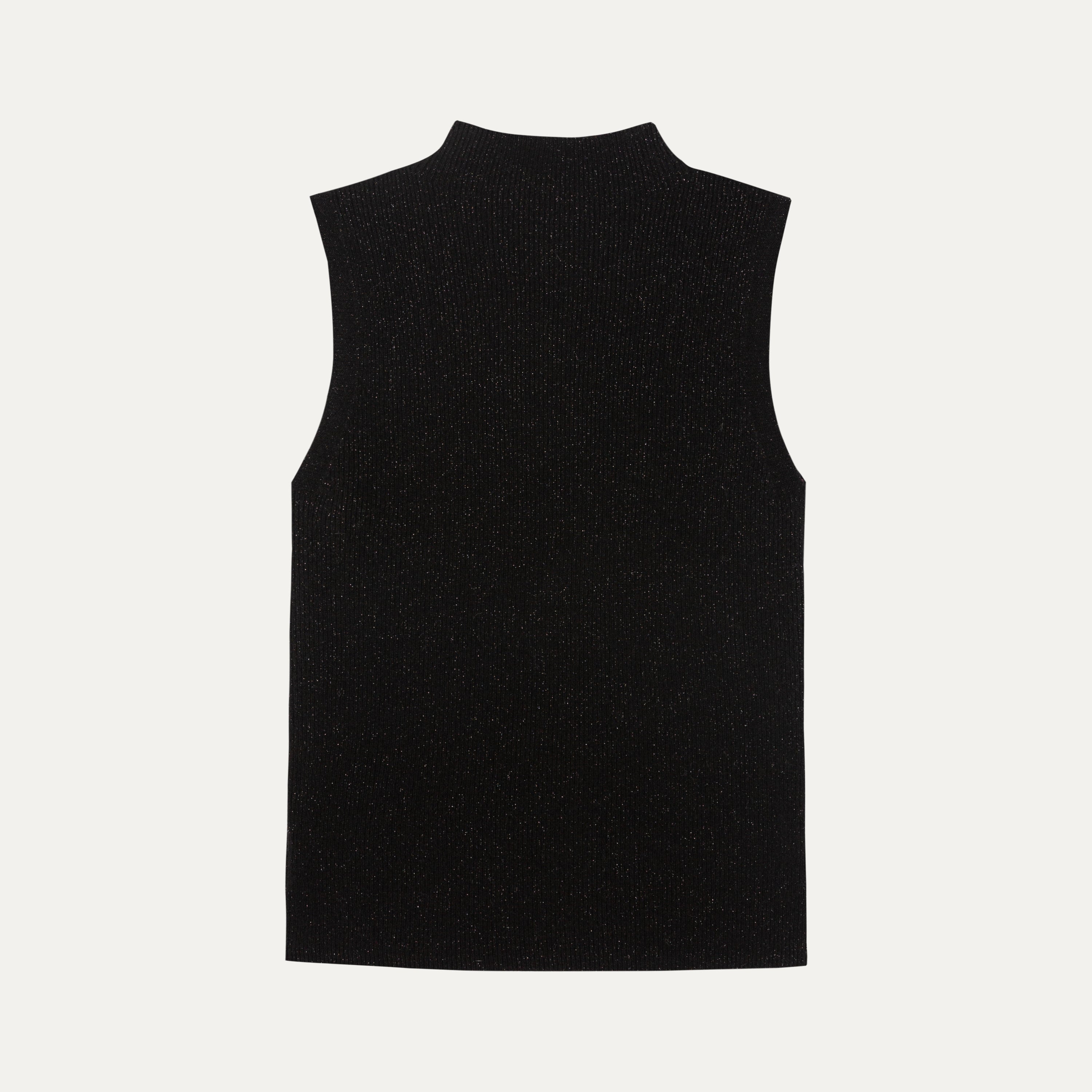 HDL Paire Flamma Black Metallic Wool Mid-Neck Knit Vest