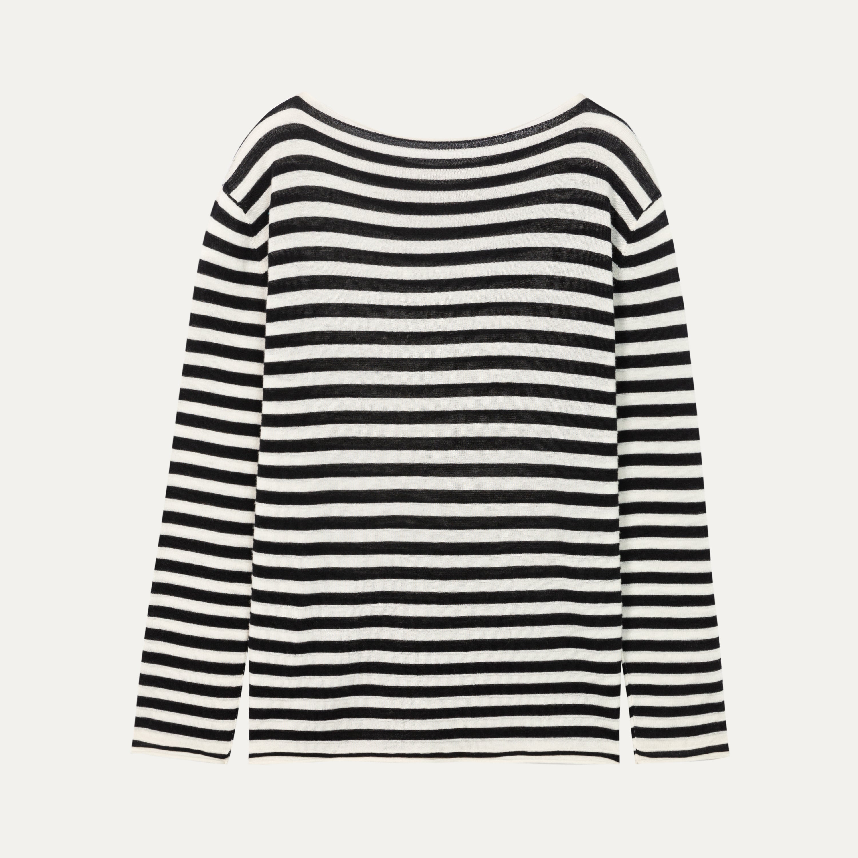 HDL Paire Flamma Black White Striped Relaxed Long Sleeve Top