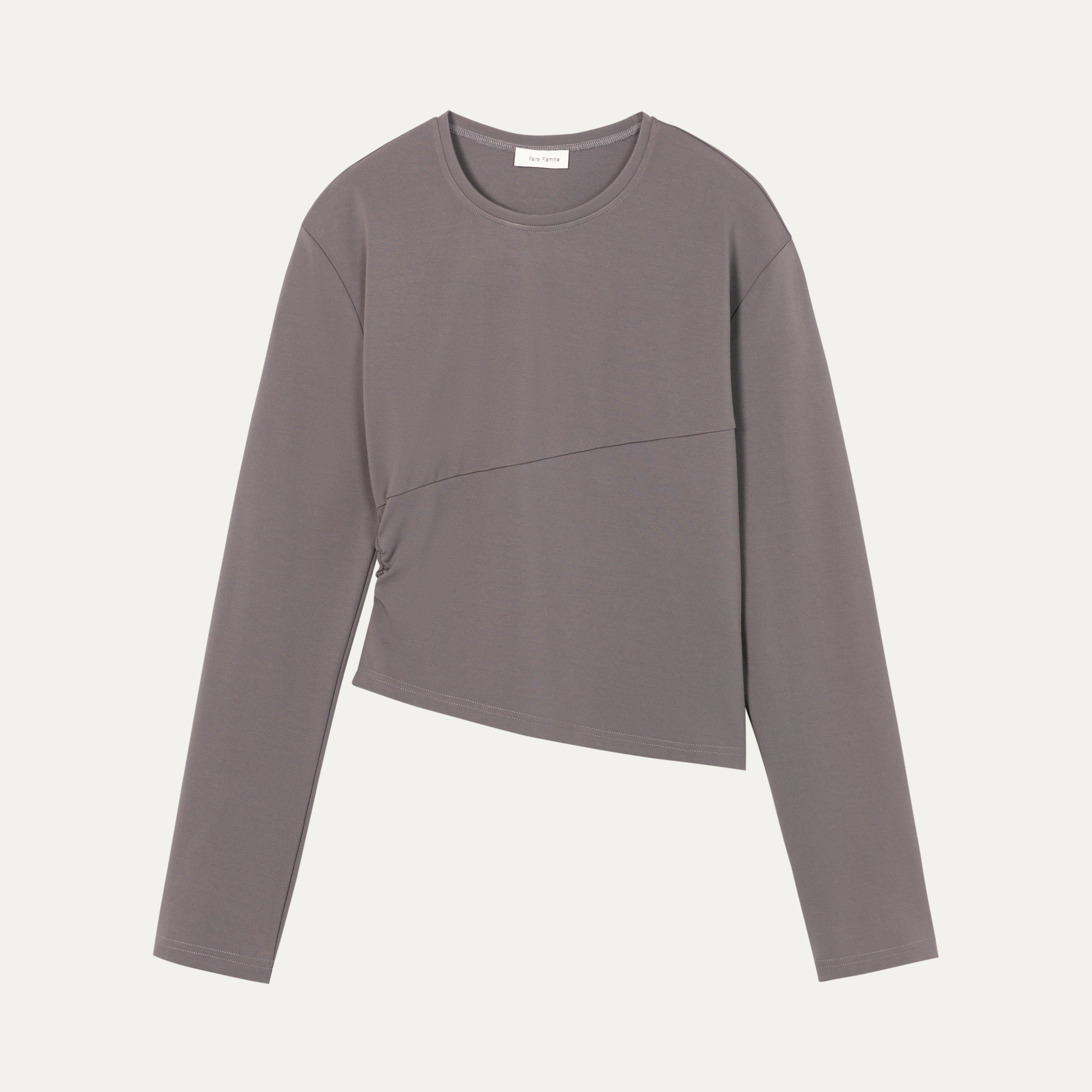 HDL Paire Flamma Grey Brown Panel Casual Top