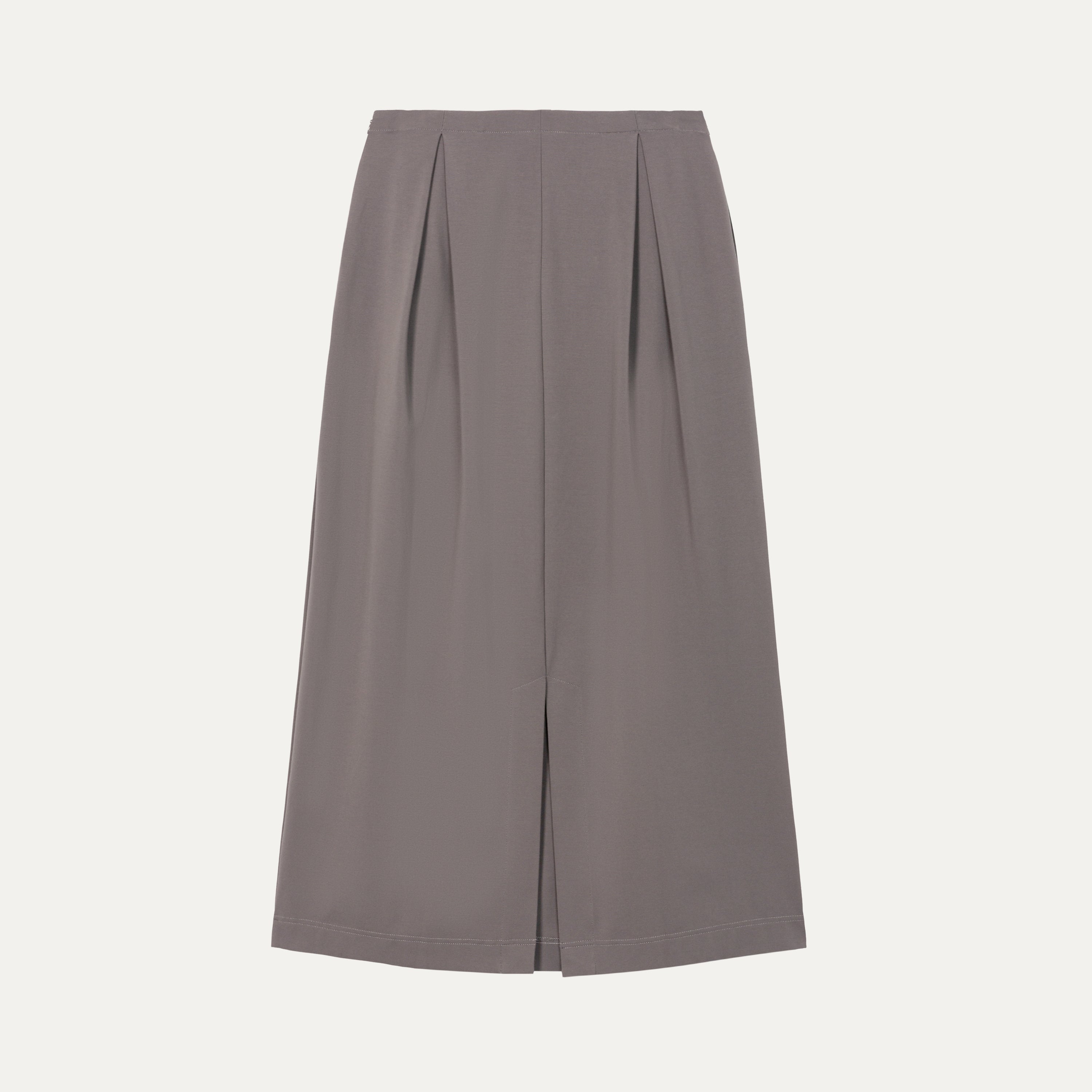 HDL Paire Flamma Grey Brown Textured Drawstring Pleated Midi Skirt