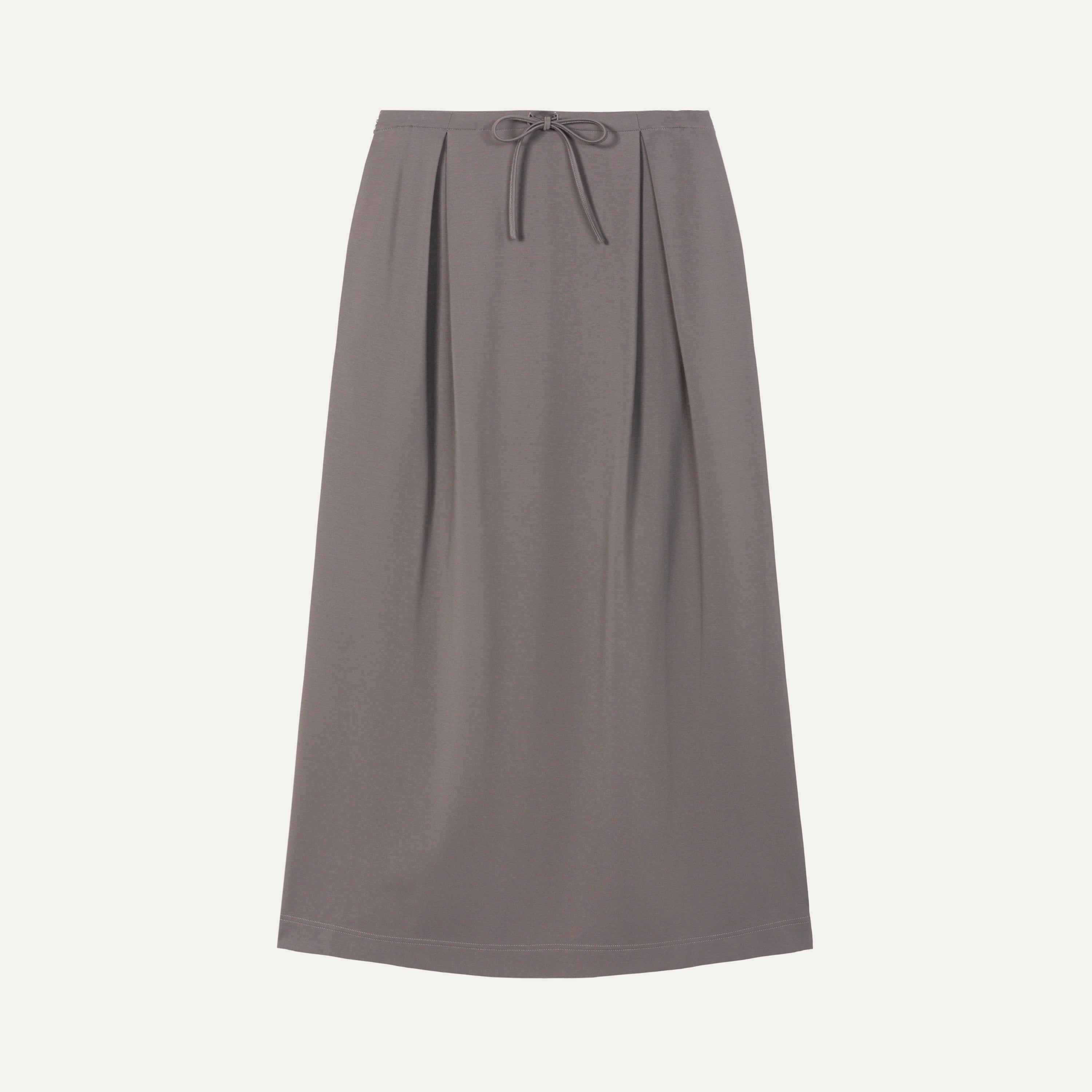 HDL Paire Flamma Grey Brown Textured Drawstring Pleated Midi Skirt