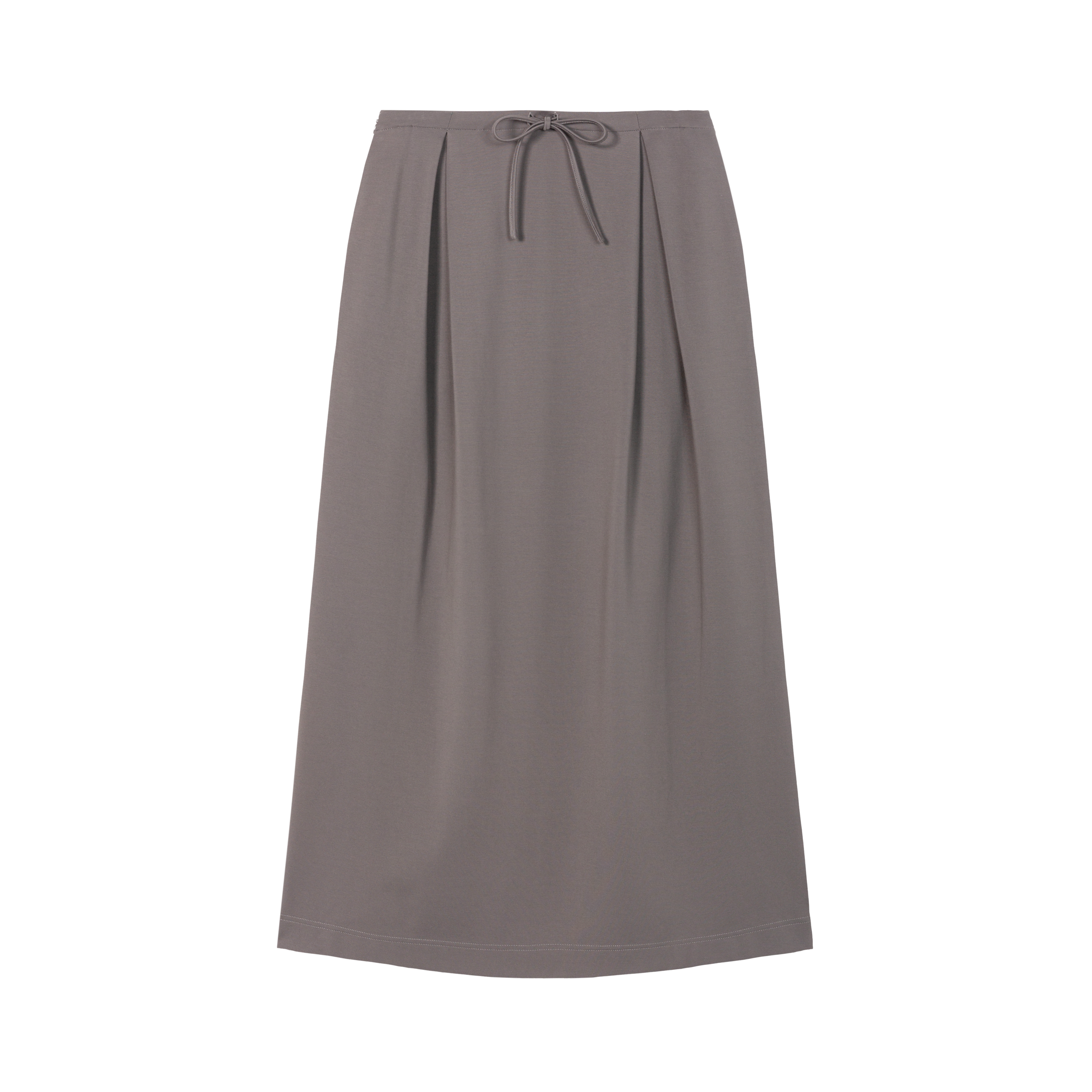 HDL Paire Flamma Grey Brown Textured Drawstring Pleated Midi Skirt