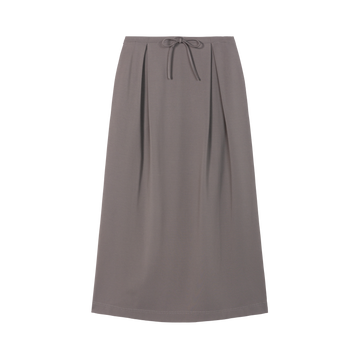 HDL Paire Flamma Grey Brown Textured Drawstring Pleated Midi Skirt