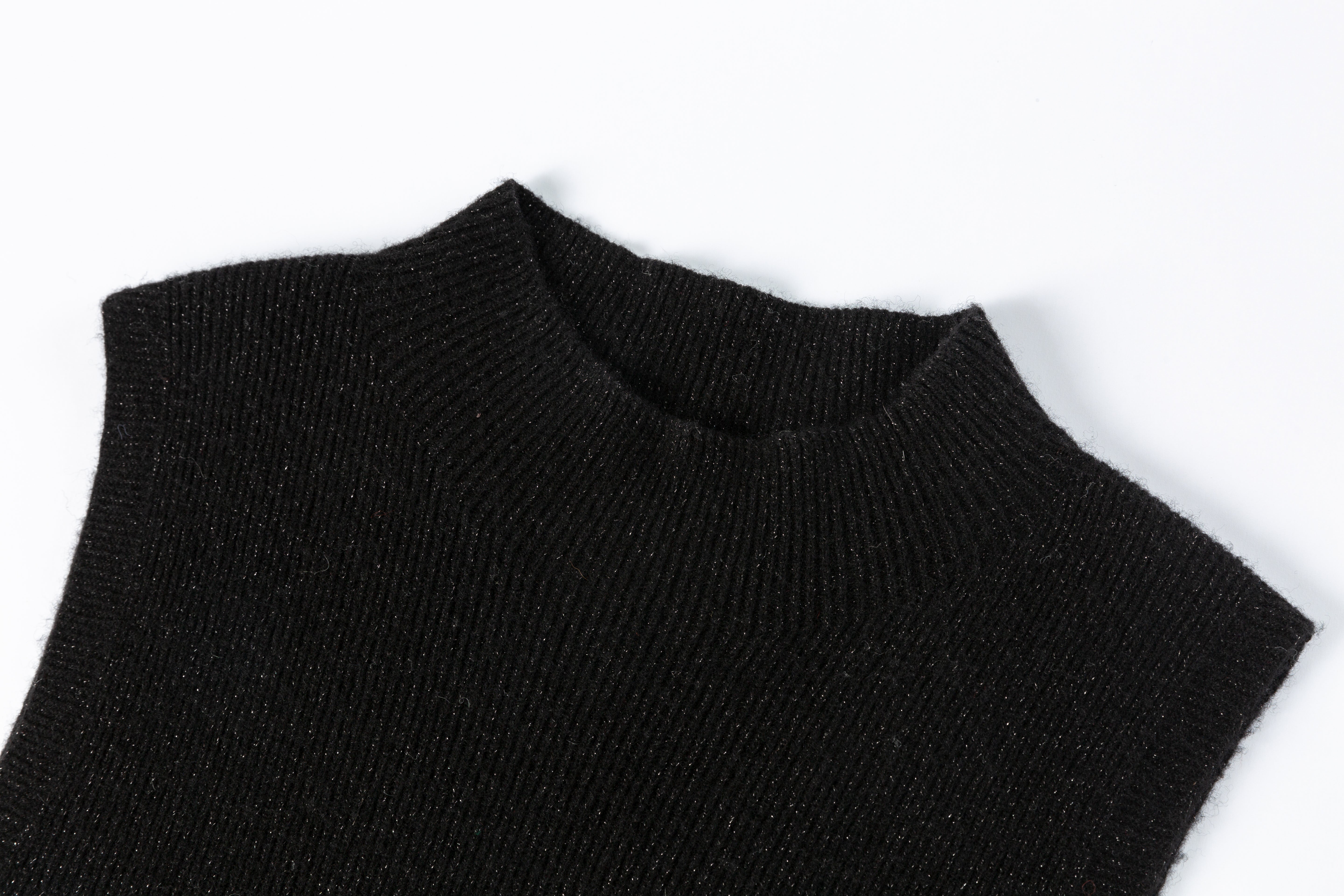 HDL Paire Flamma Black Metallic Wool Mid-Neck Knit Vest