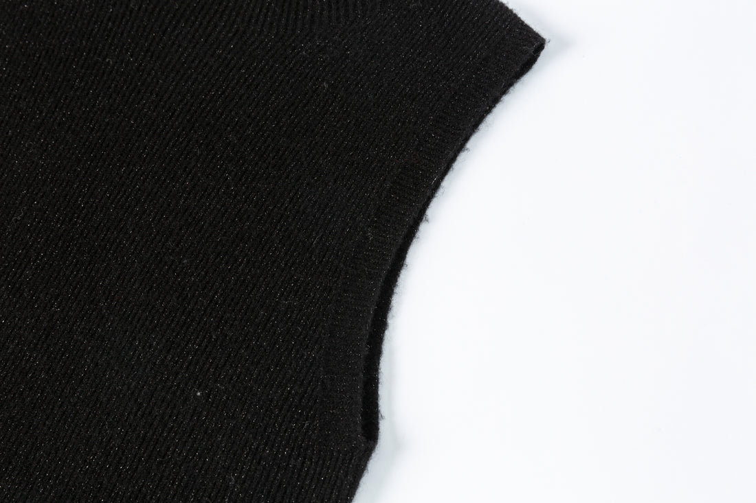 HDL Paire Flamma Black Metallic Wool Mid-Neck Knit Vest