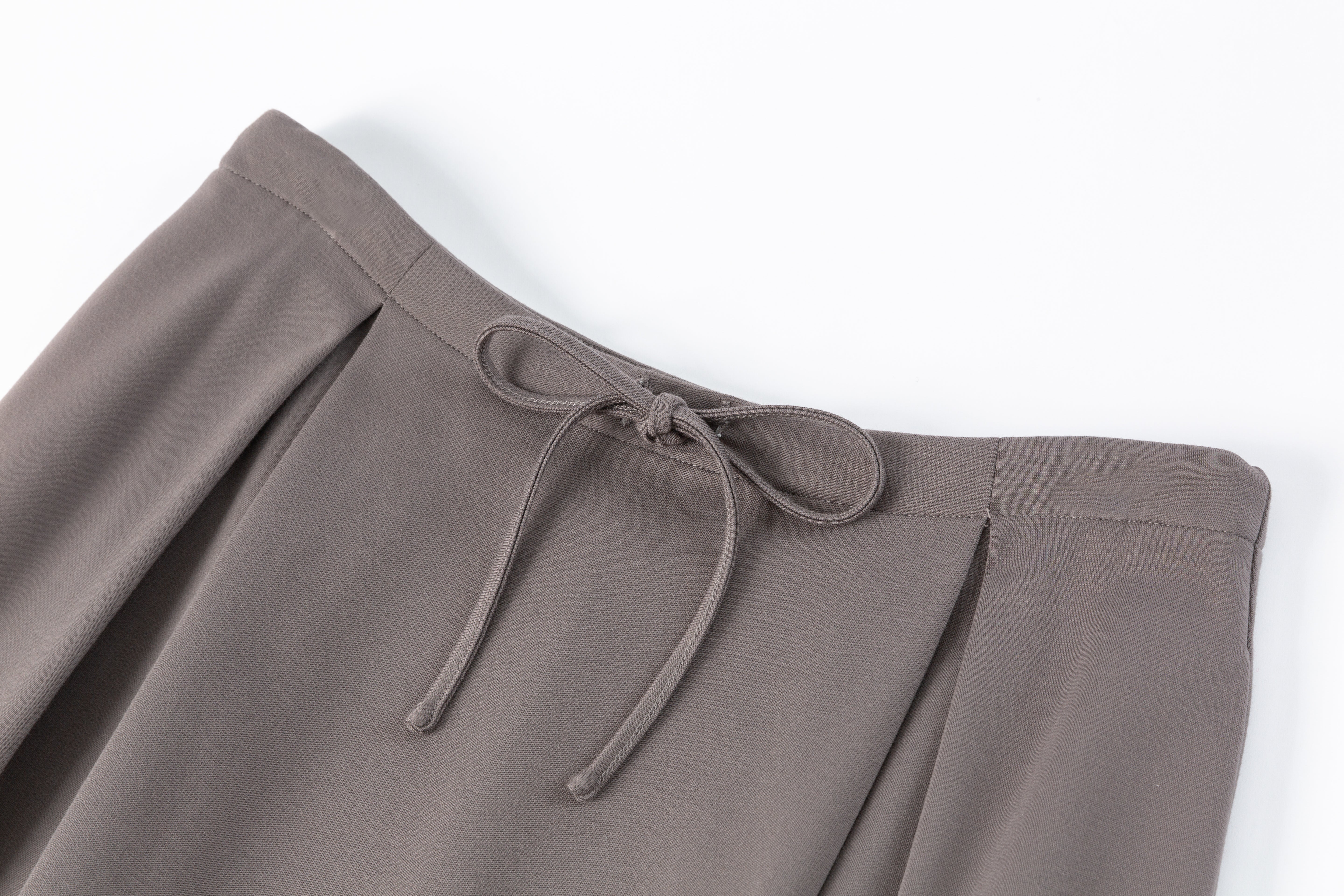 HDL Paire Flamma Grey Brown Textured Drawstring Pleated Midi Skirt