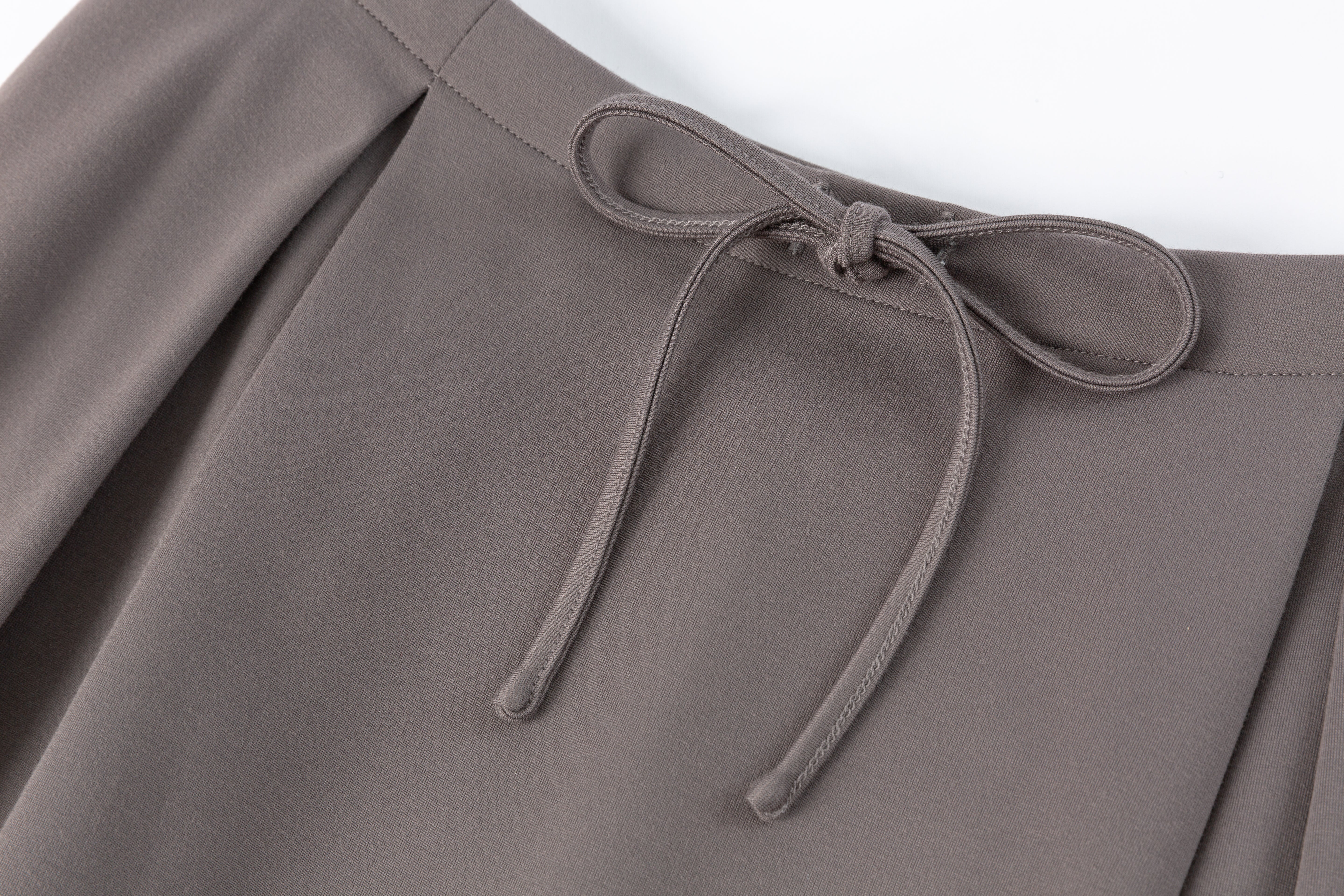 HDL Paire Flamma Grey Brown Textured Drawstring Pleated Midi Skirt