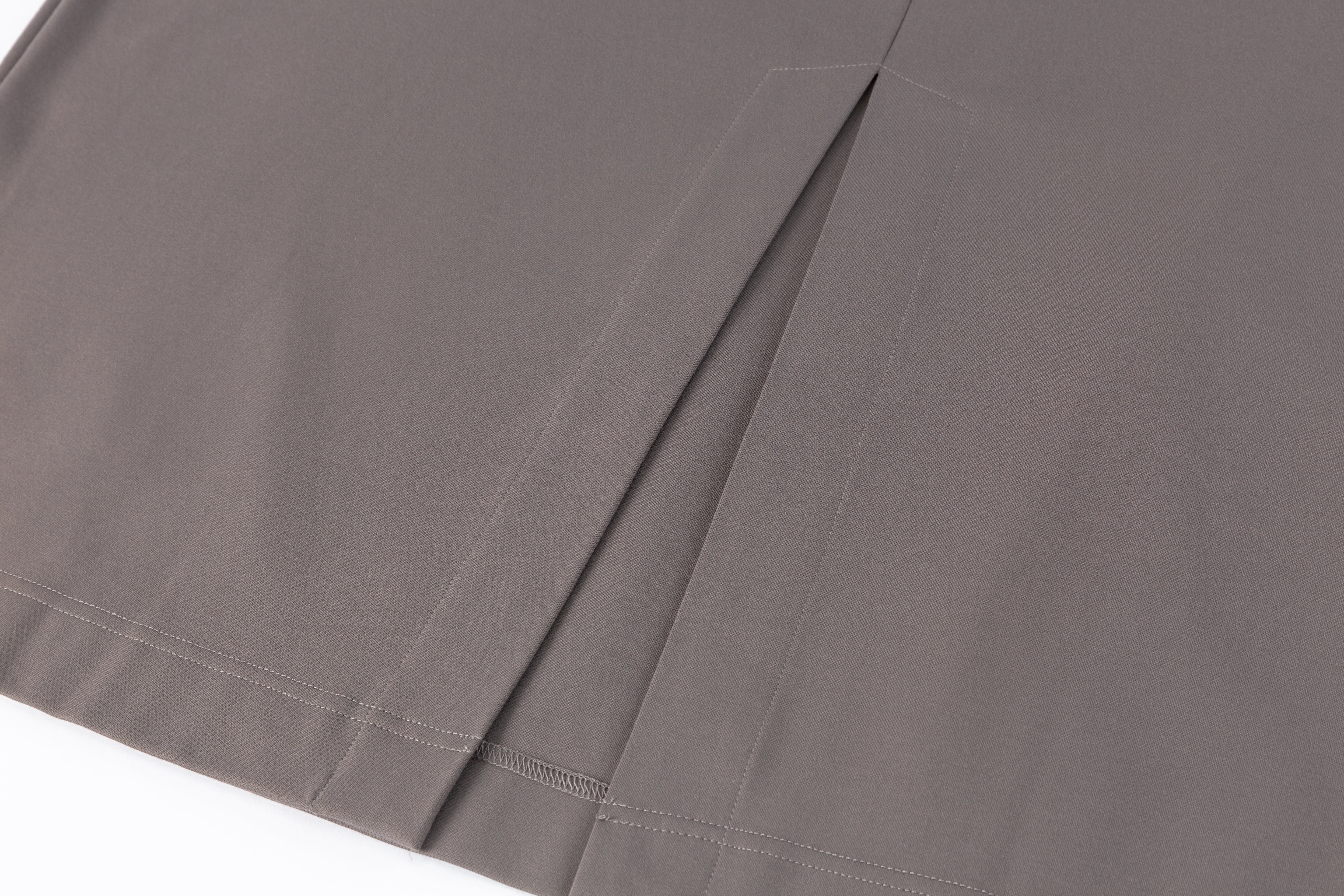HDL Paire Flamma Grey Brown Textured Drawstring Pleated Midi Skirt