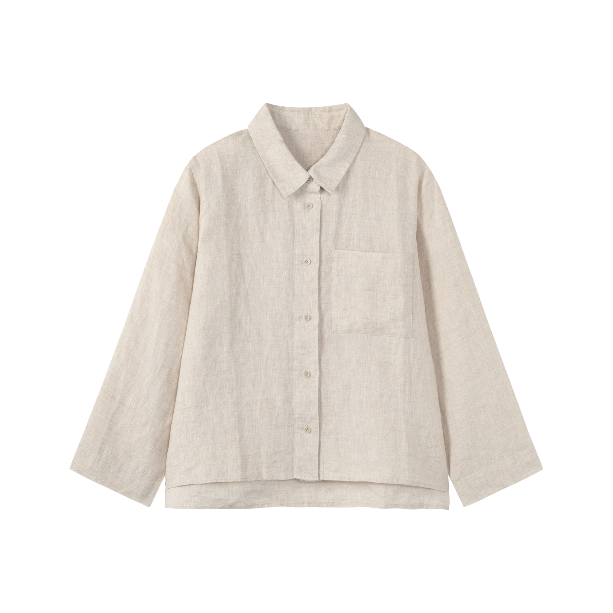 Lapel Collar Cropped Linen Shirt