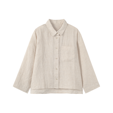 Lapel Collar Cropped Linen Shirt