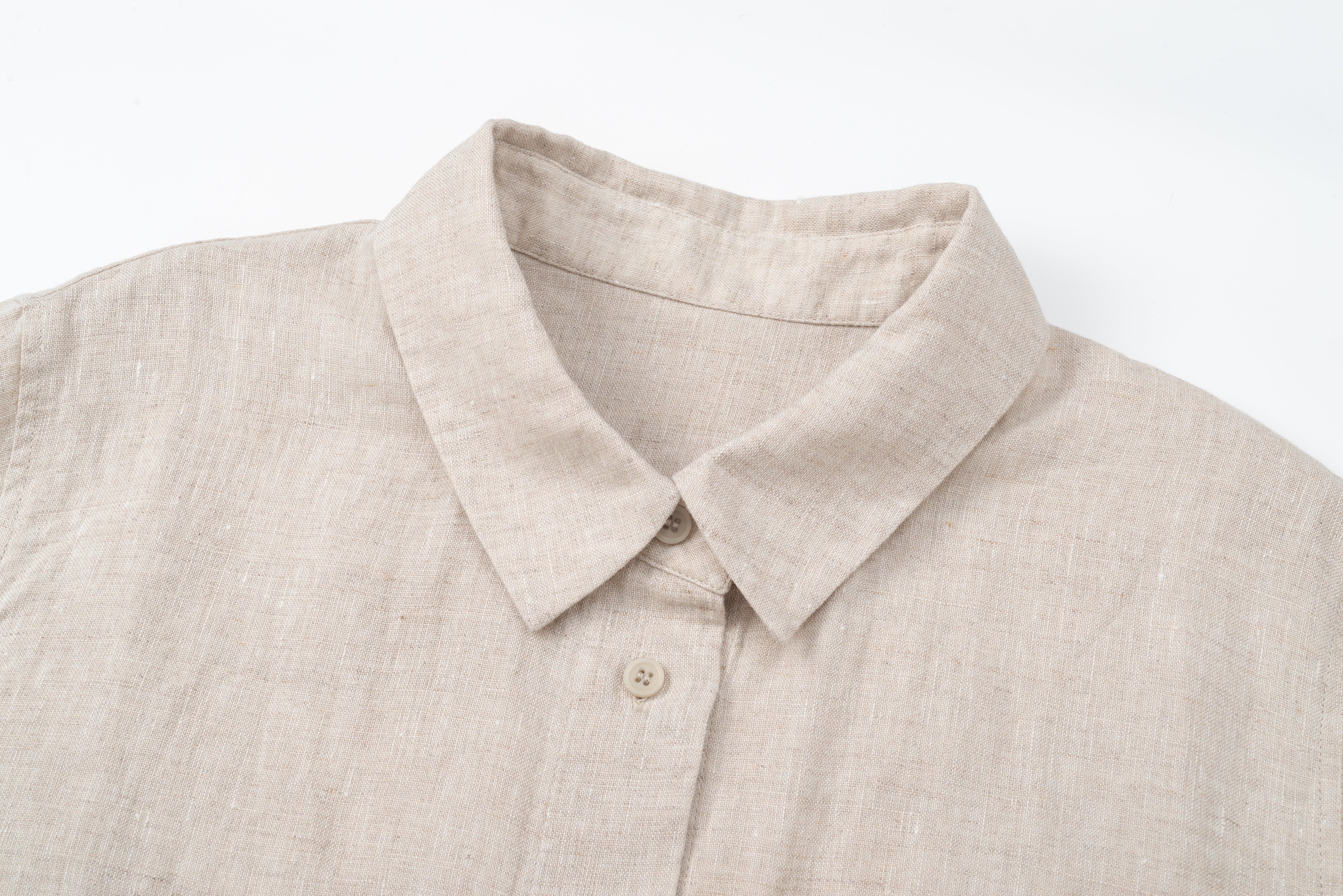 Lapel Collar Cropped Linen Shirt