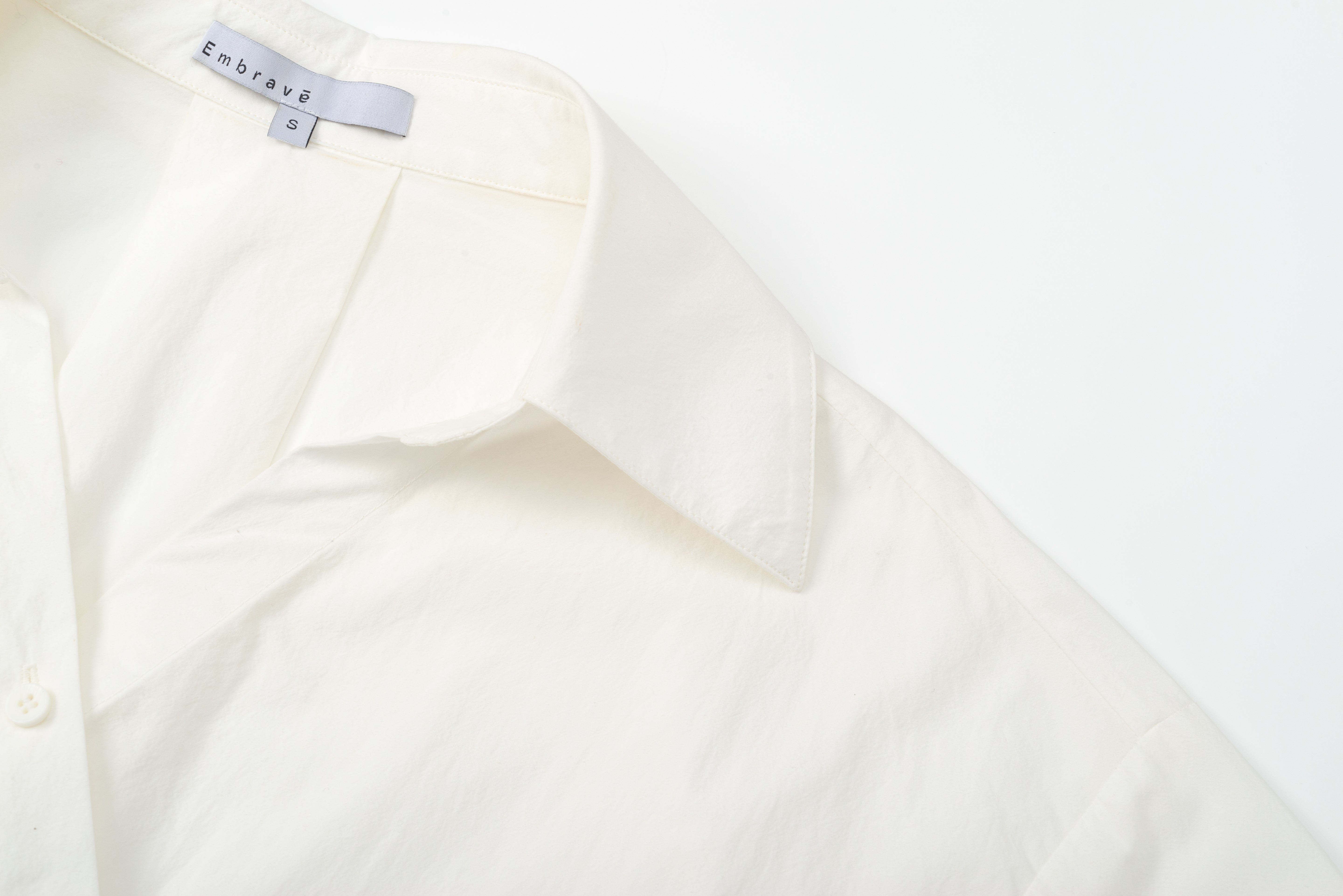 Asymmetric Placket Tie Belt White Shirt