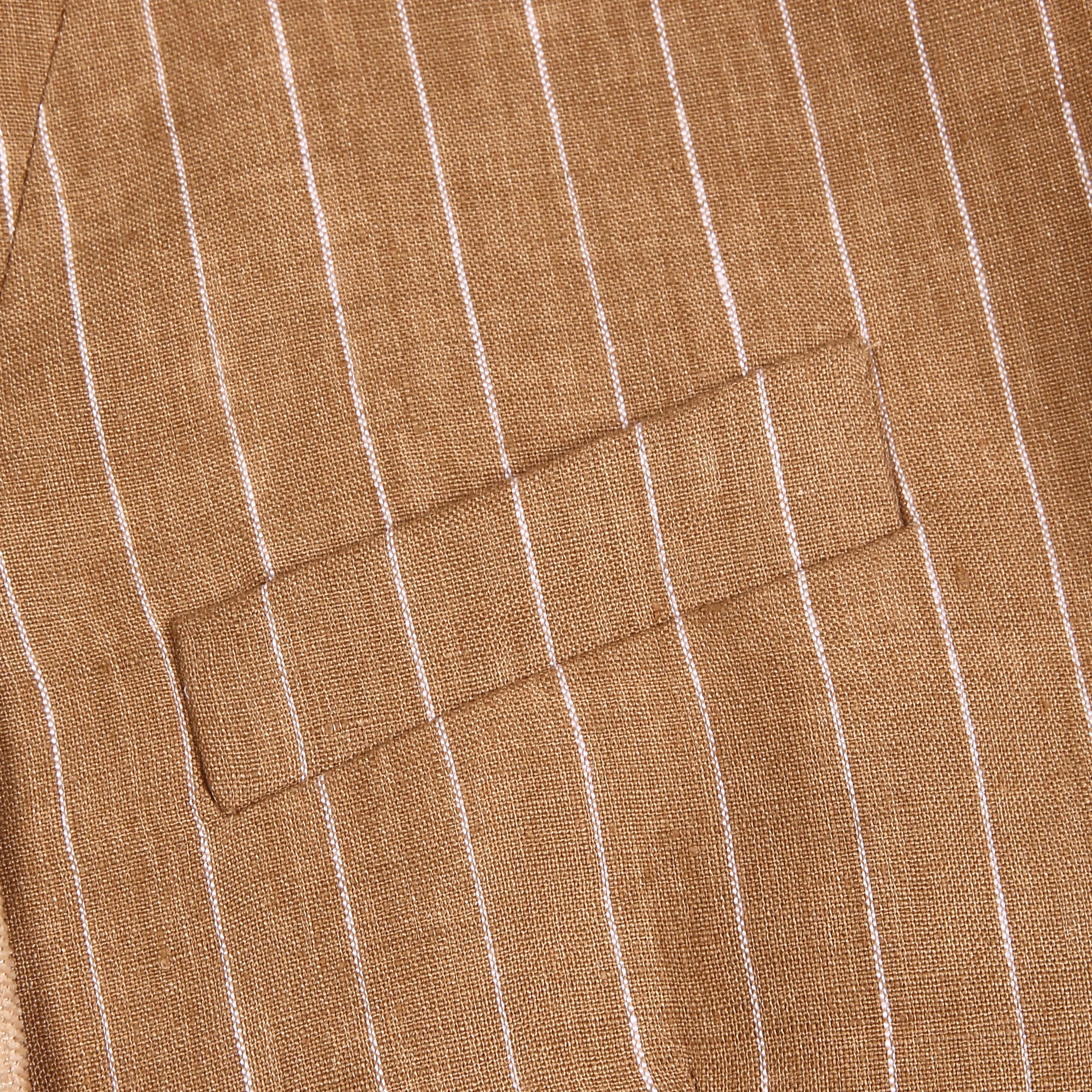 Khaki Striped Stand-Collar Jacket