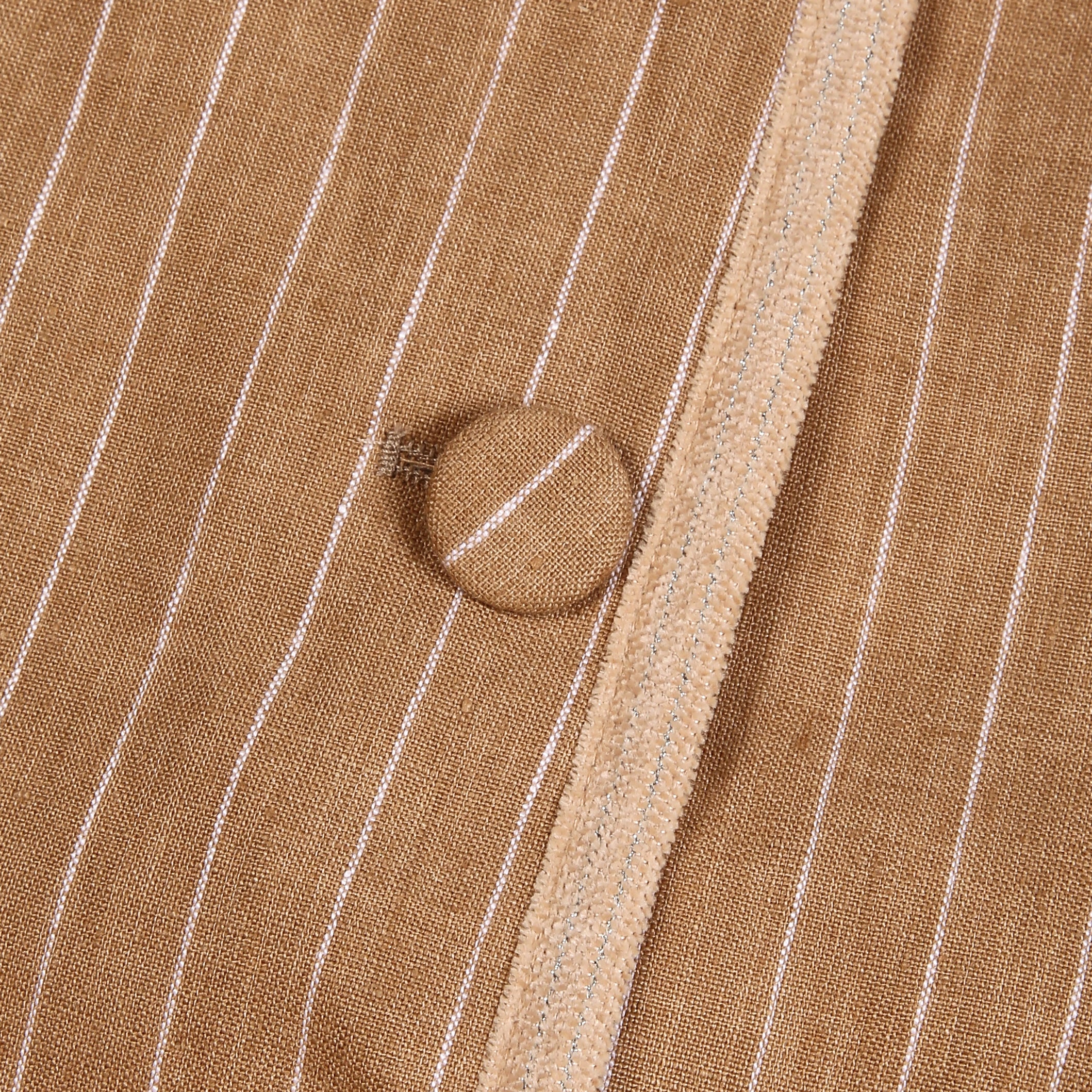 Khaki Striped Stand-Collar Jacket