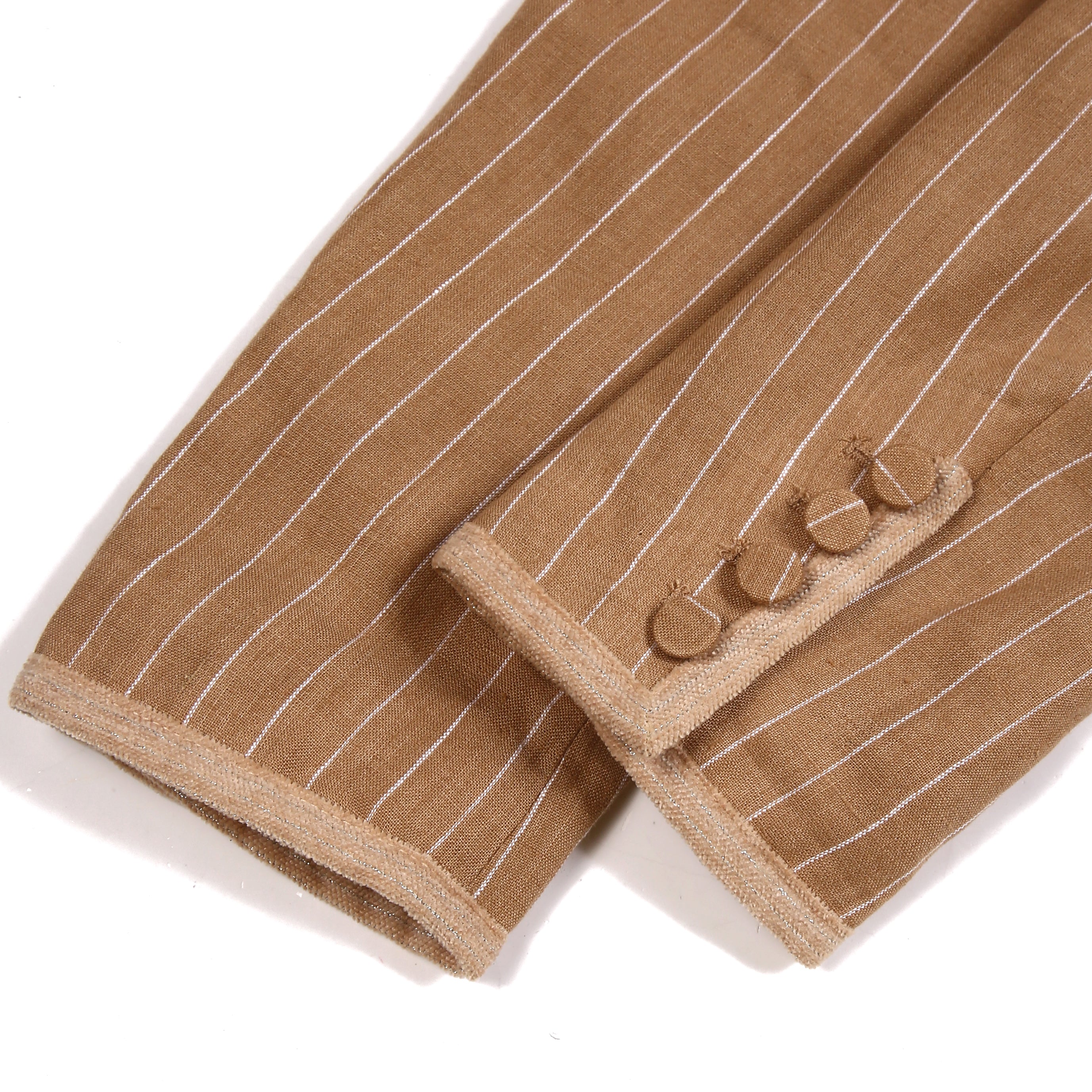 Khaki Striped Stand-Collar Jacket