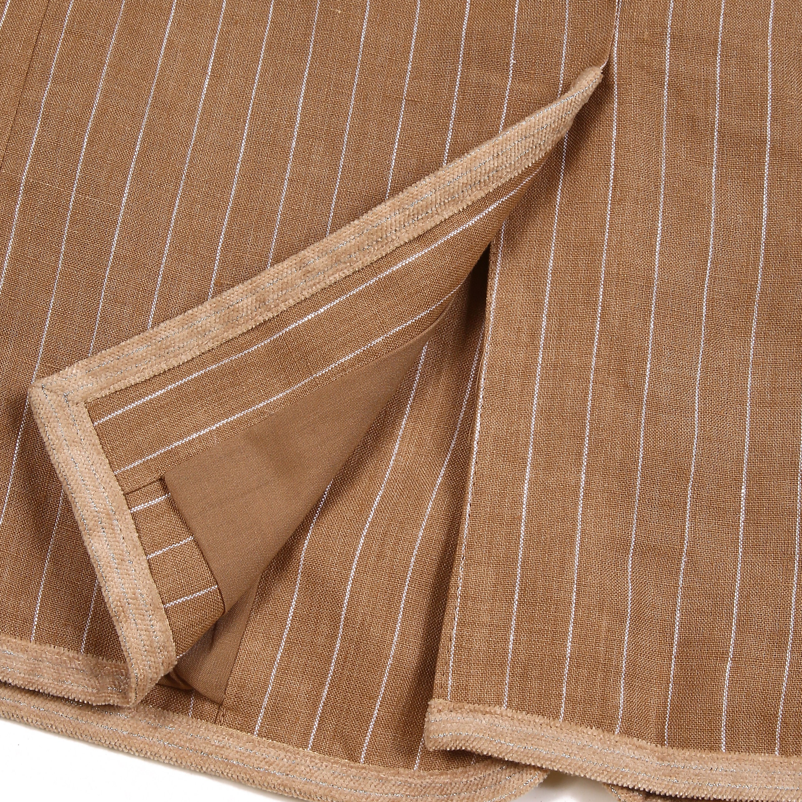 Khaki Striped Stand-Collar Jacket