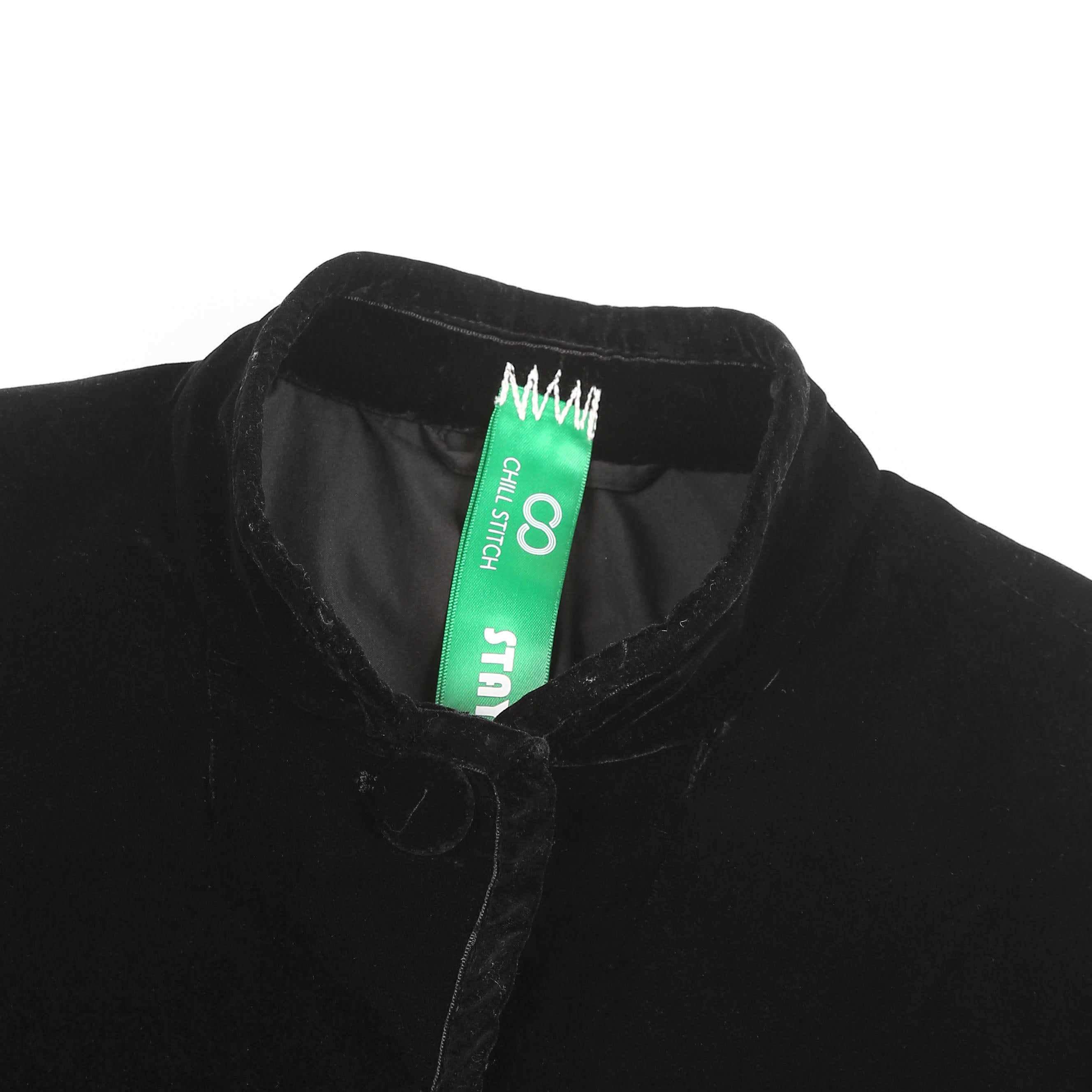 Black Velvet Stand-Collar Jacket