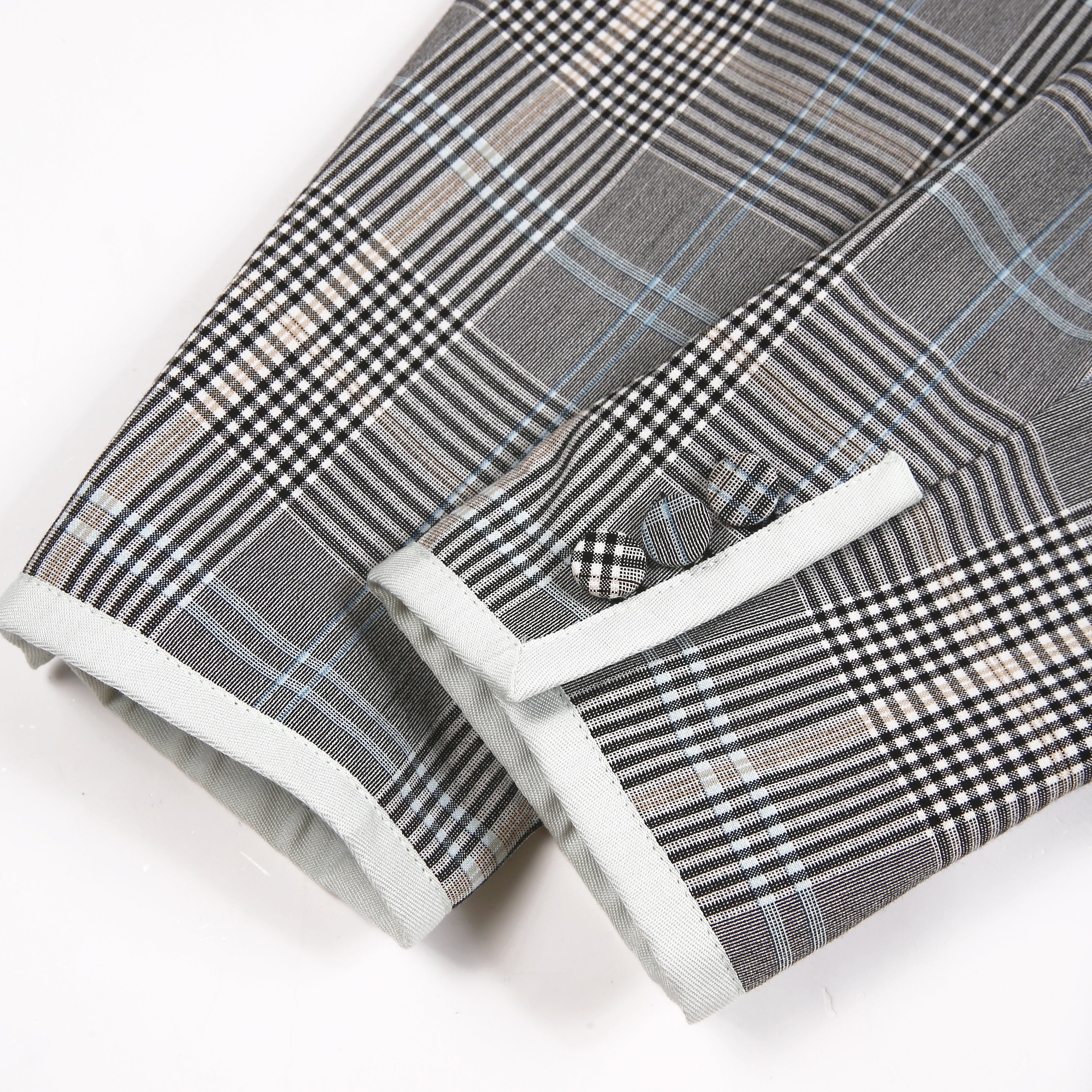 Gray Plaid Stand-Collar Jacket