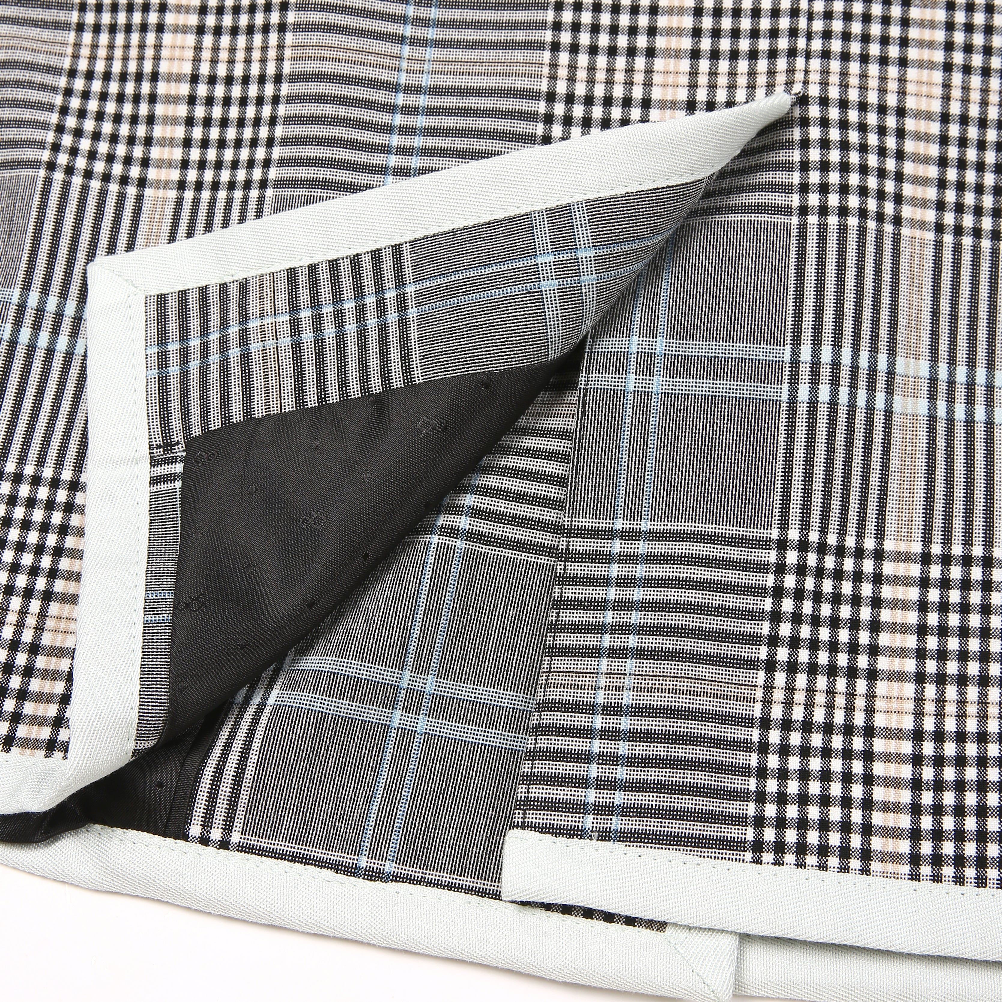 Gray Plaid Stand-Collar Jacket