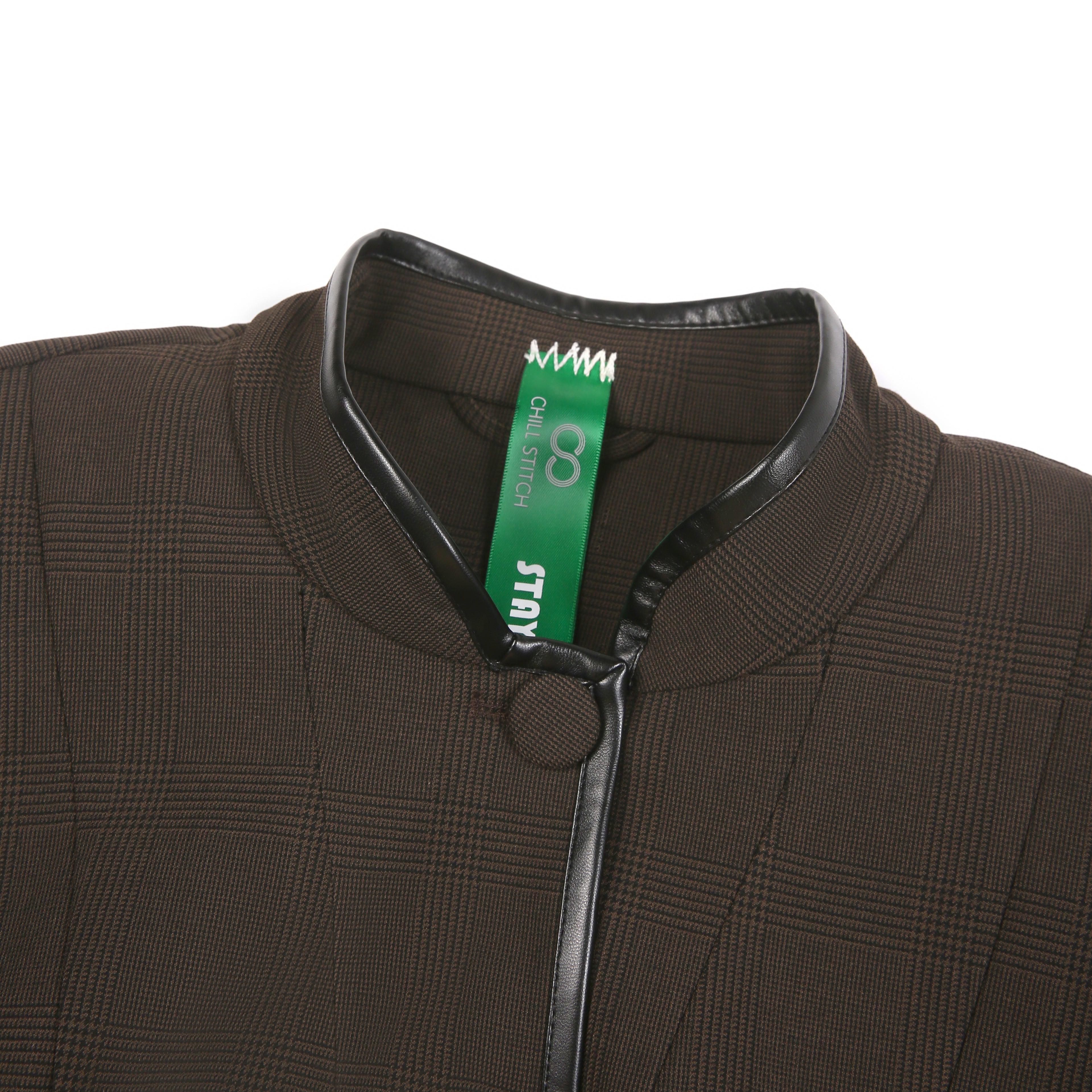 Brown Stand-Collar Jacket