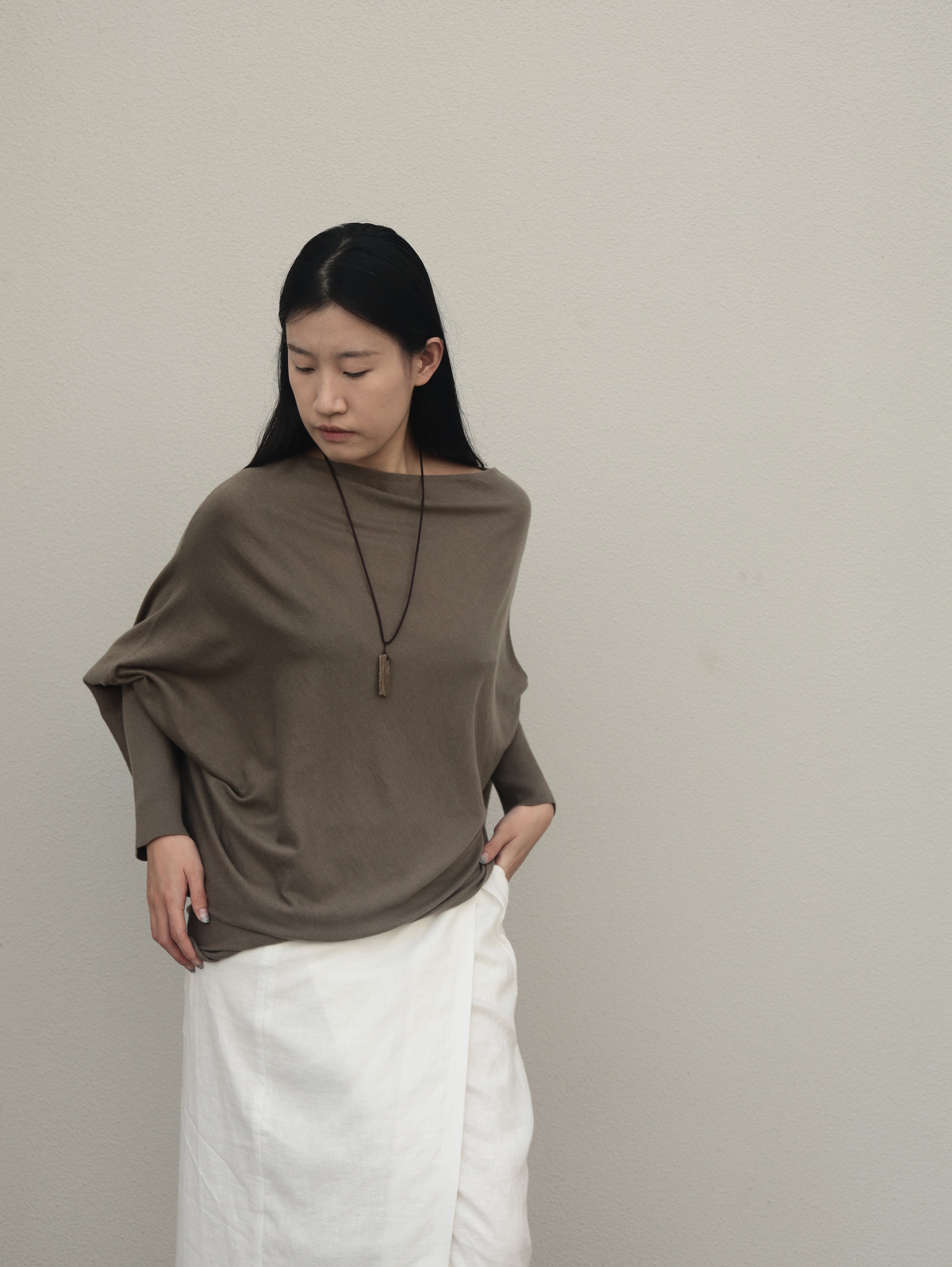 HDL Paire Flamma Draped Asymmetric Off-Shoulder Top