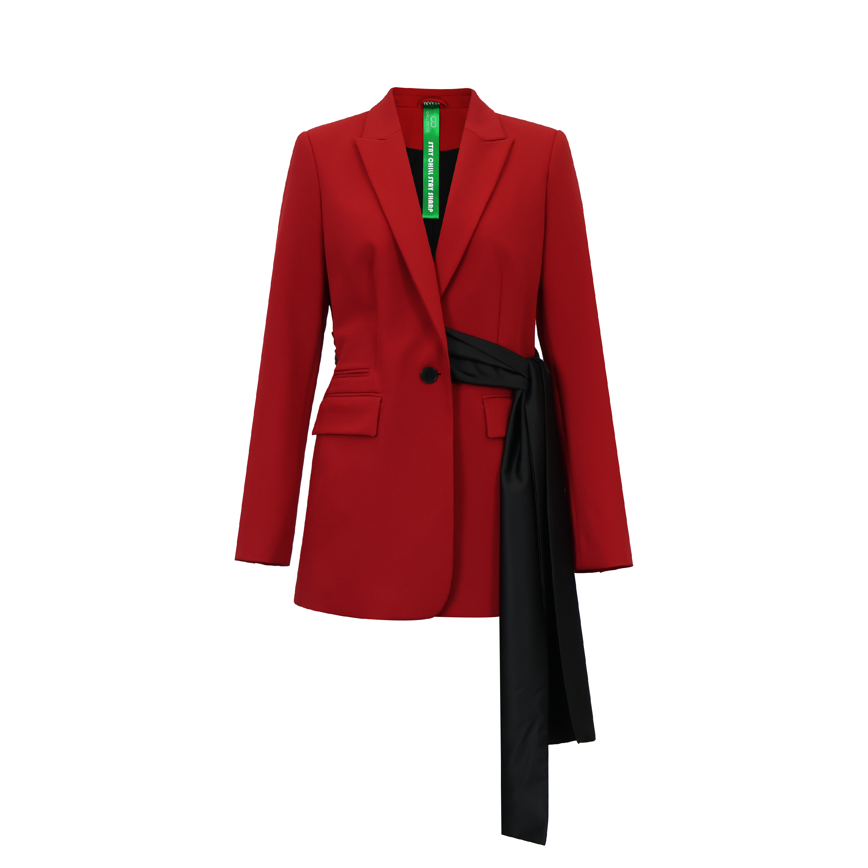 Upcycled Asymmetric Belted Blazer