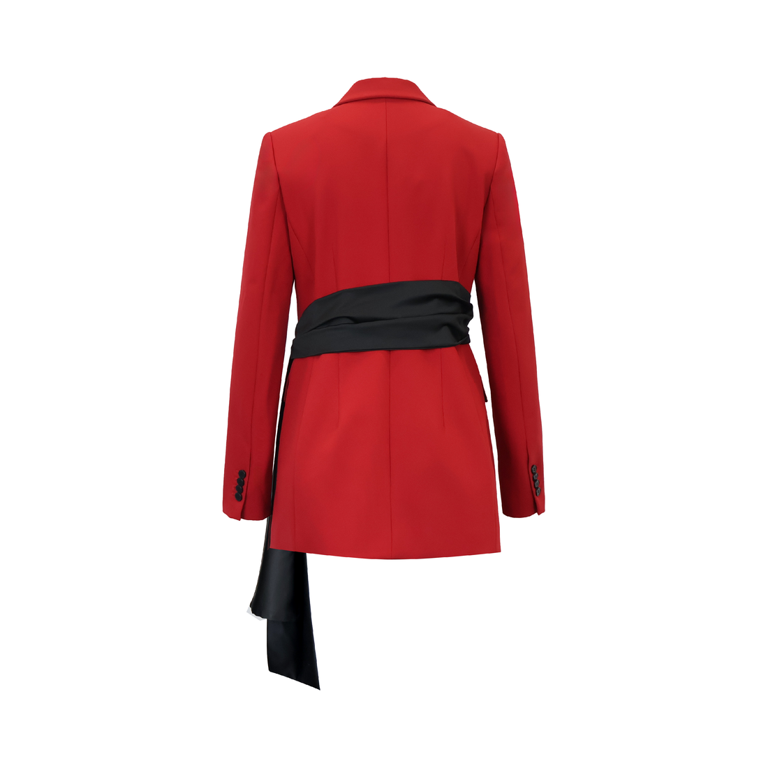 Upcycled Asymmetric Belted Blazer