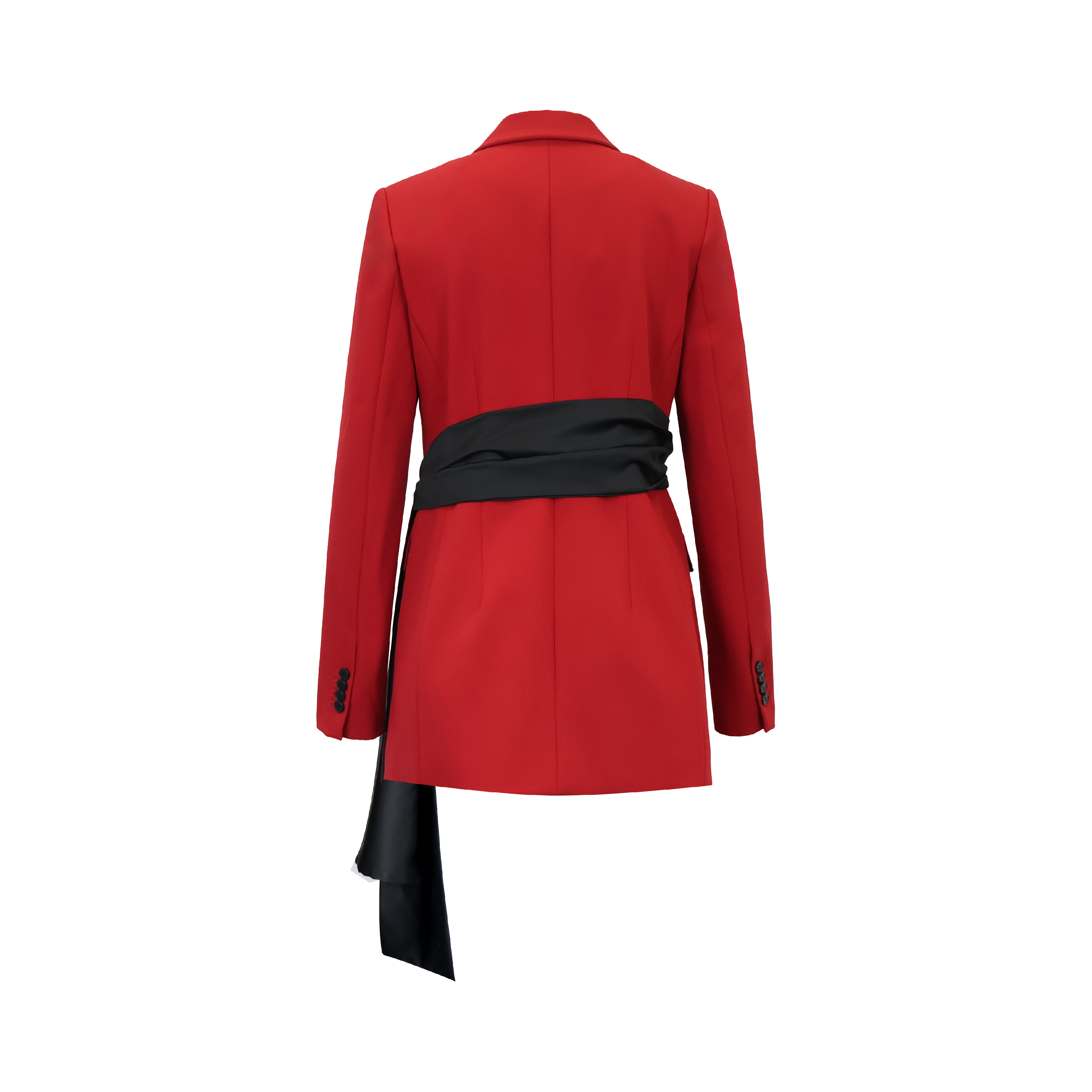 Upcycled Asymmetric Belted Blazer