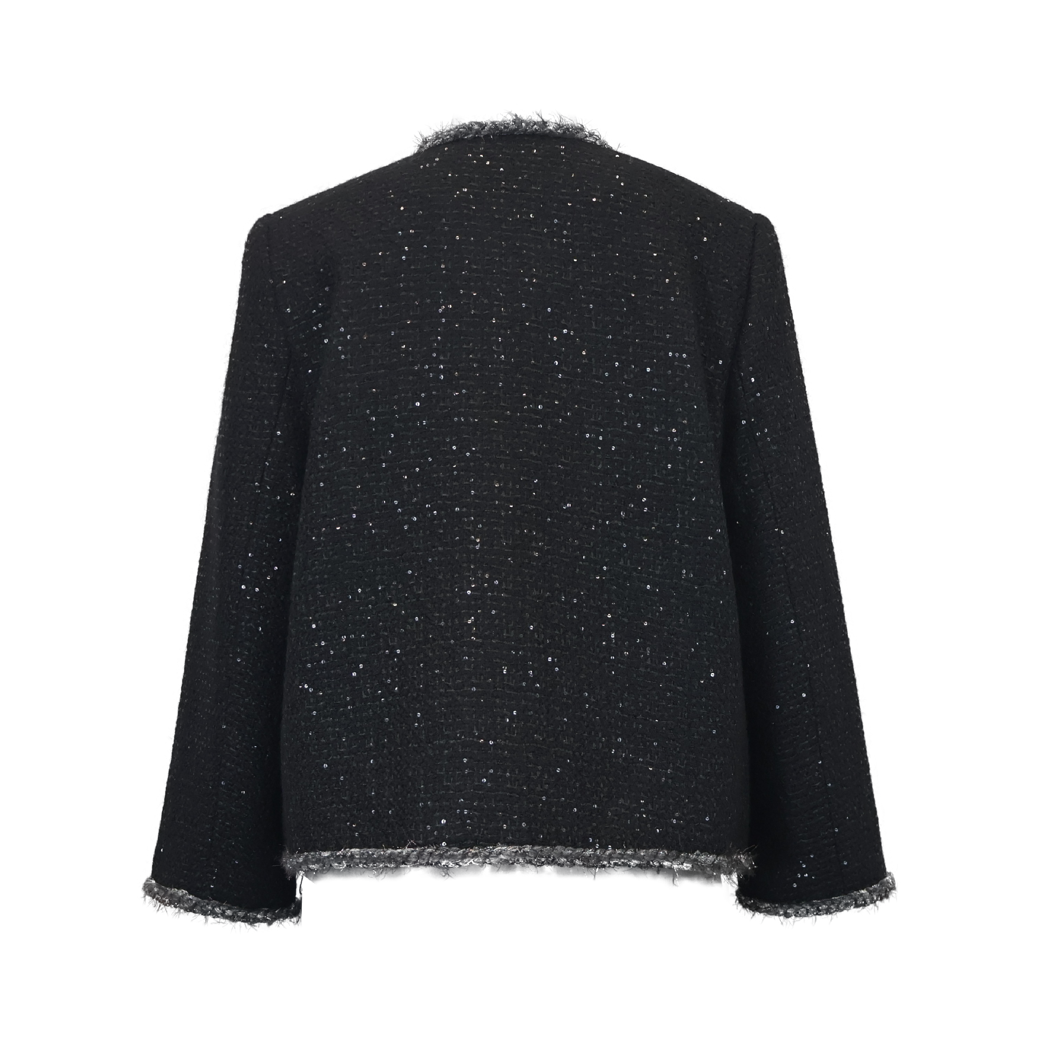 Sequined Tweed Flower Blazer