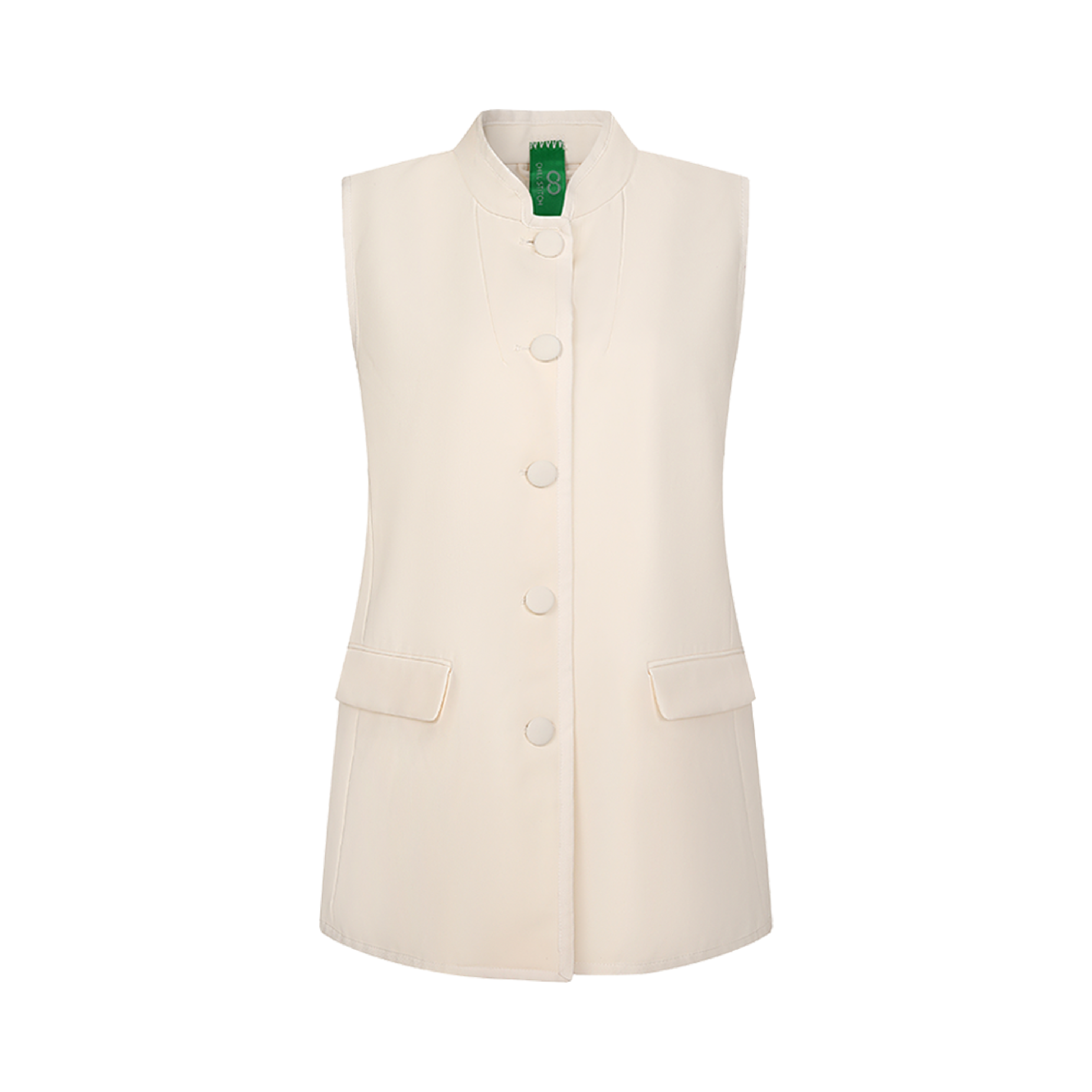 White Stand-Collar Vest
